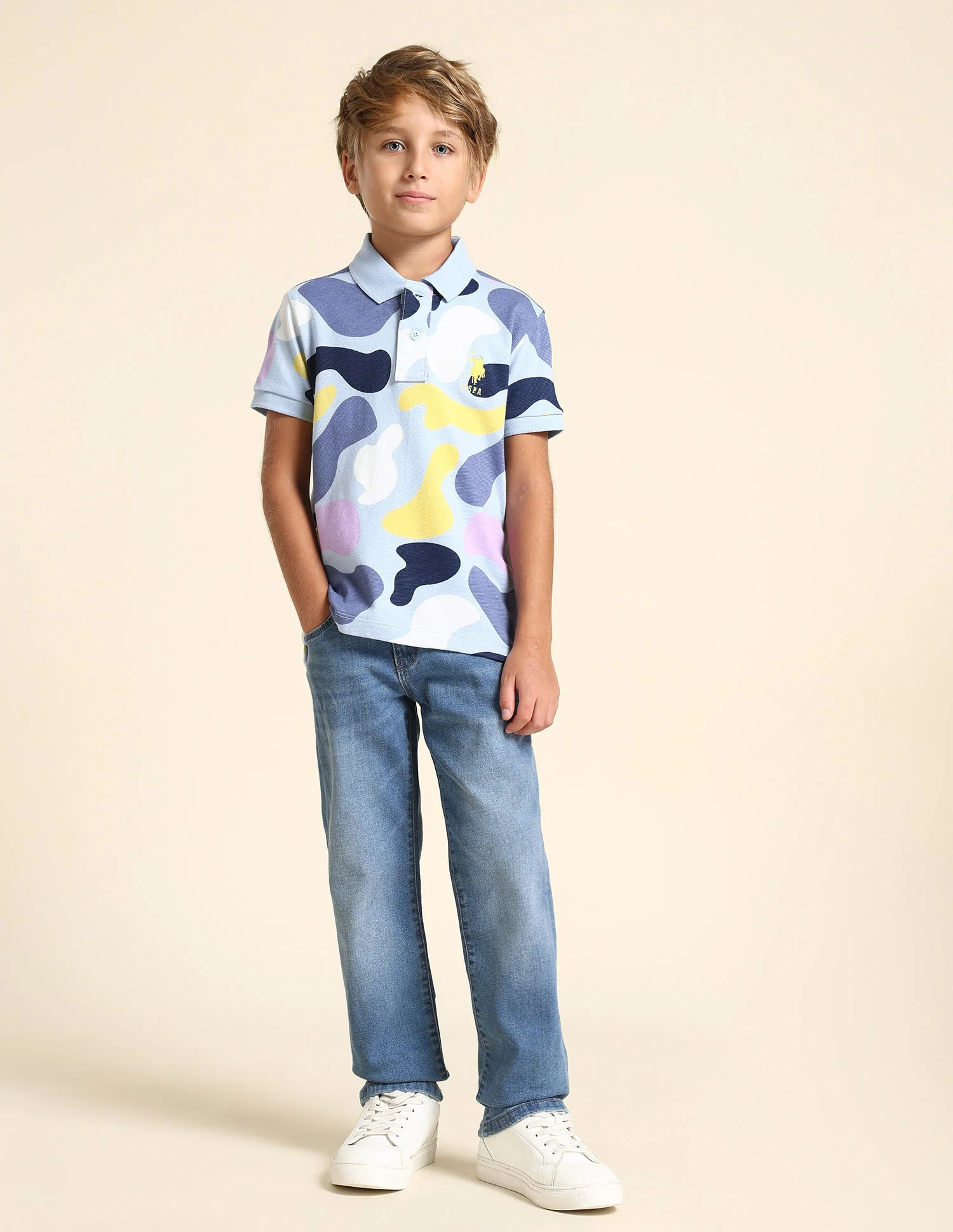 Boys Regular Fit Abstract Printed Polo Shirt - Image 3