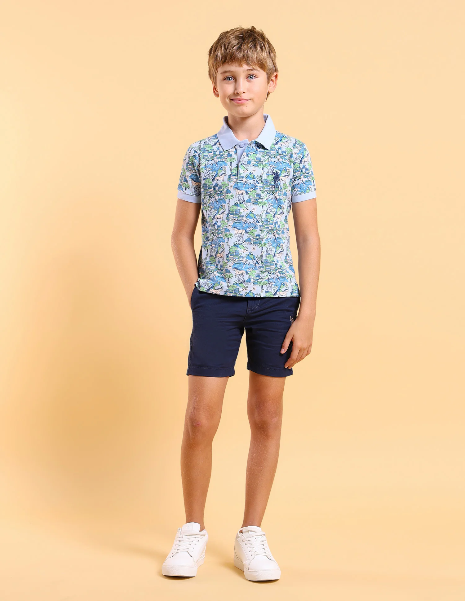 Boys Regular Fit All Over Printed Polo Shirt - Image 3