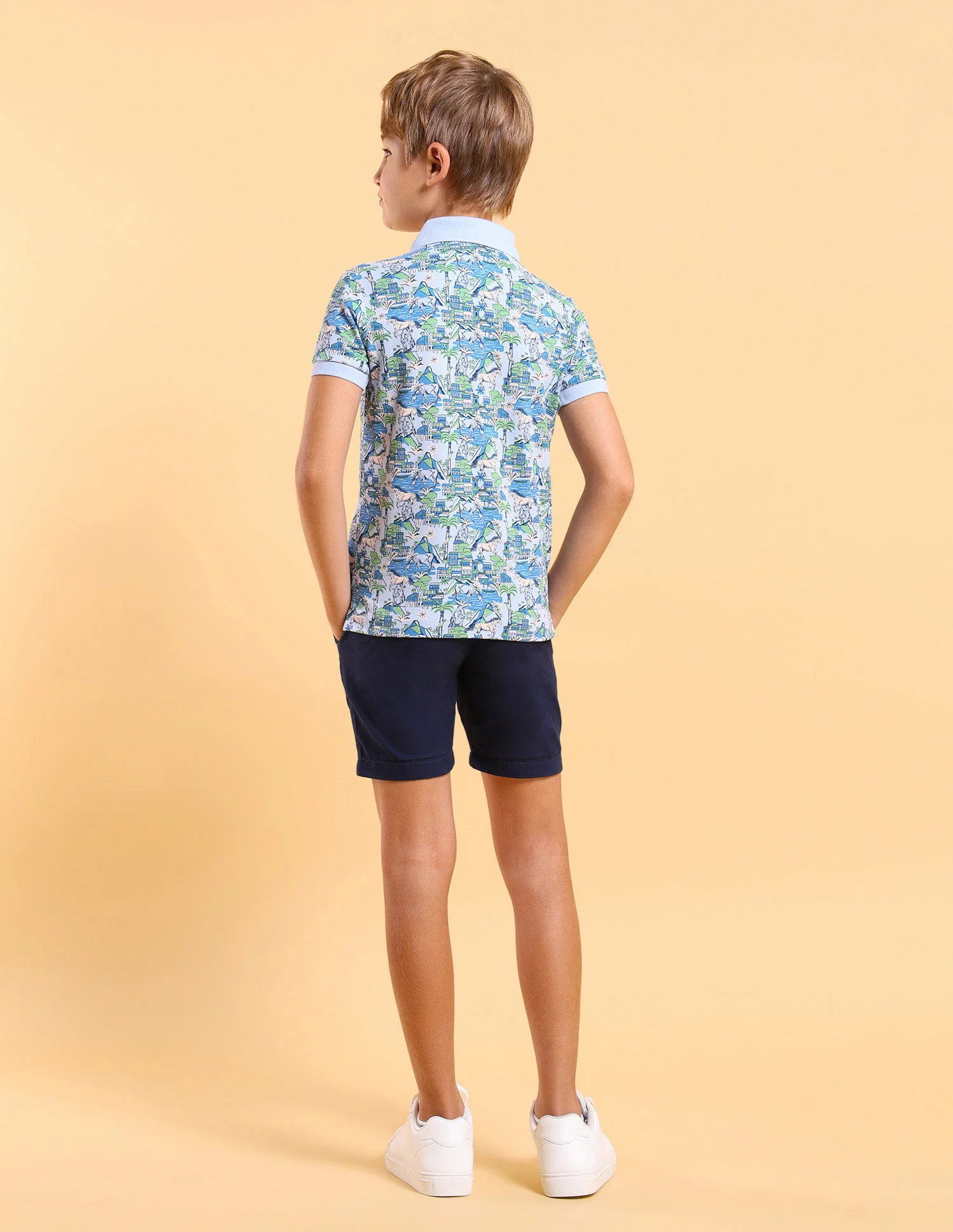 Boys Regular Fit All Over Printed Polo Shirt - Image 4