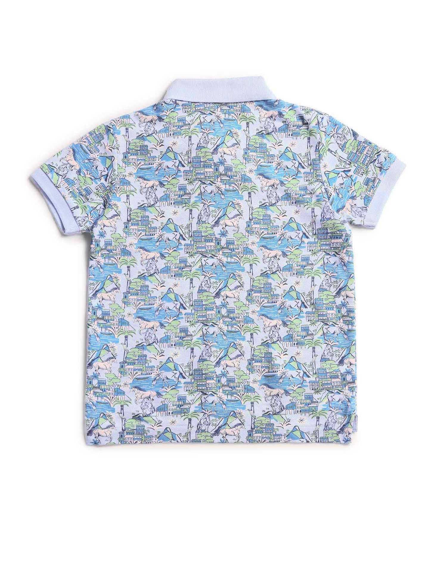 Boys Regular Fit All Over Printed Polo Shirt - Image 6