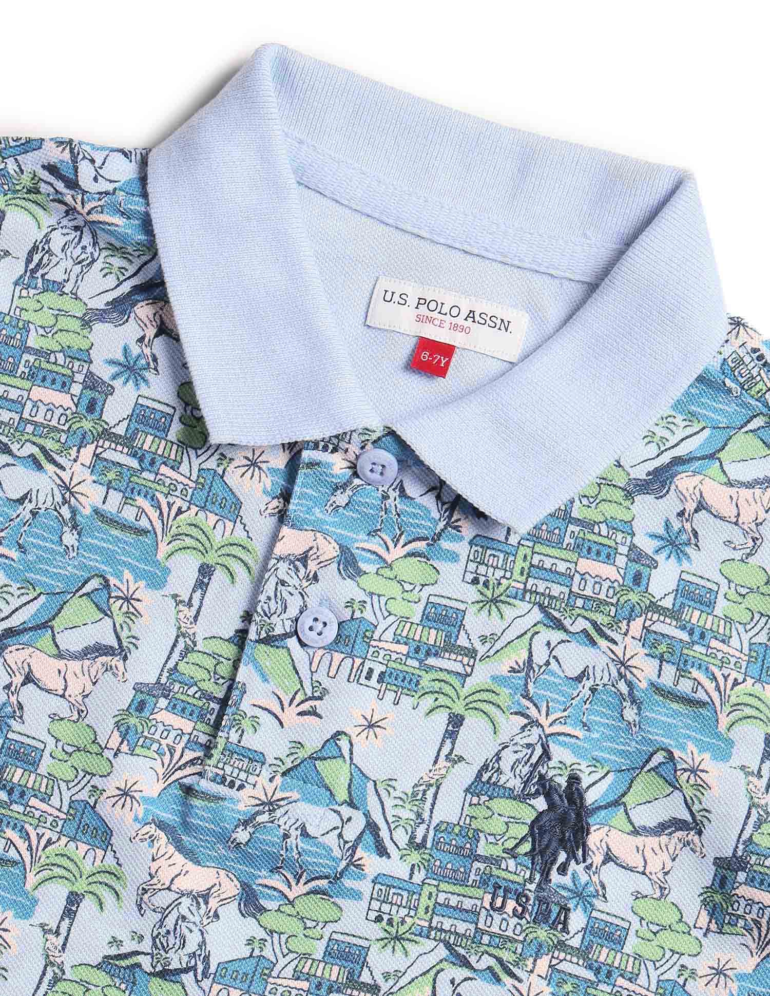 Boys Regular Fit All Over Printed Polo Shirt - Image 7