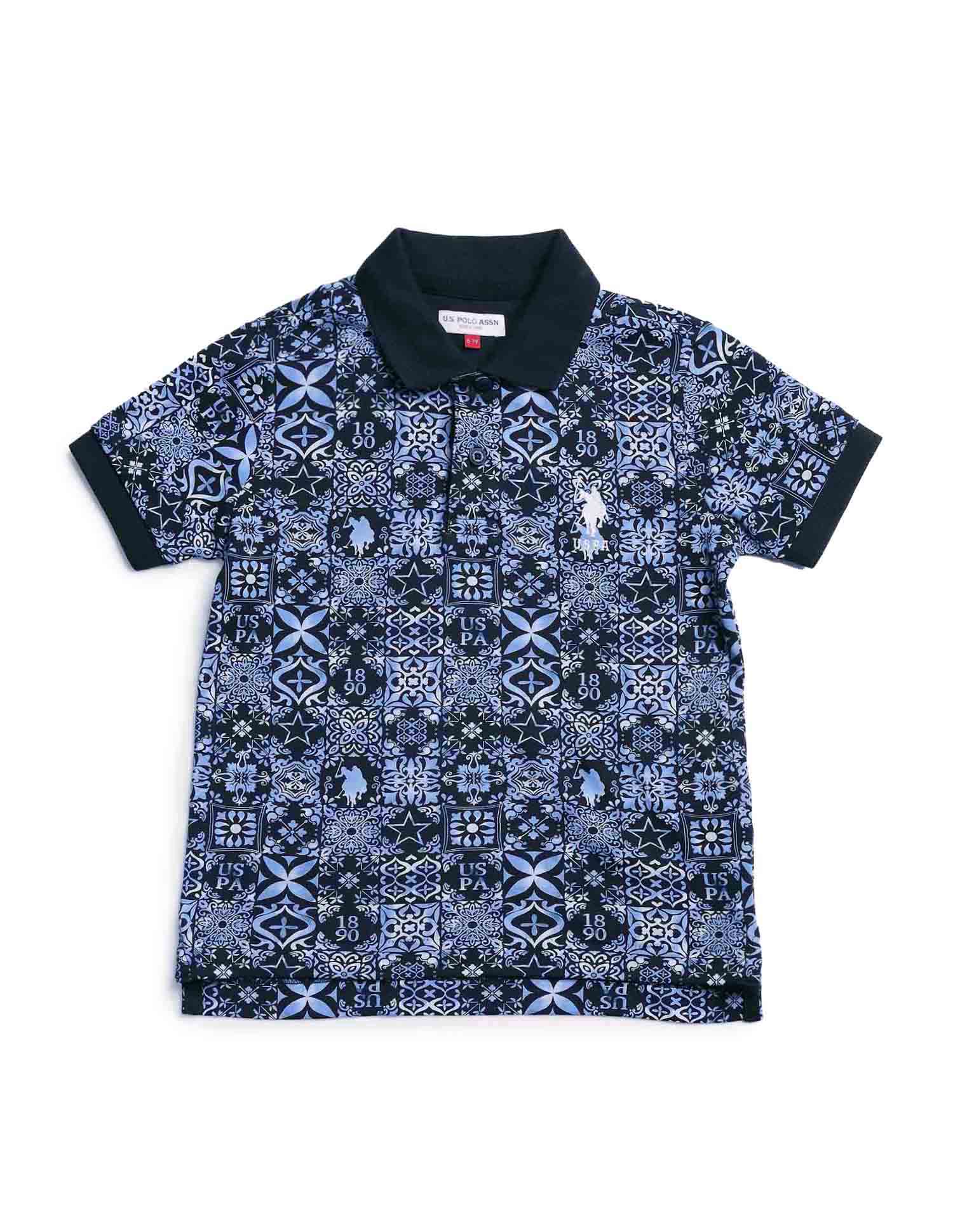 Boys Regular Fit All Over Printed Polo Shirt - Image 5