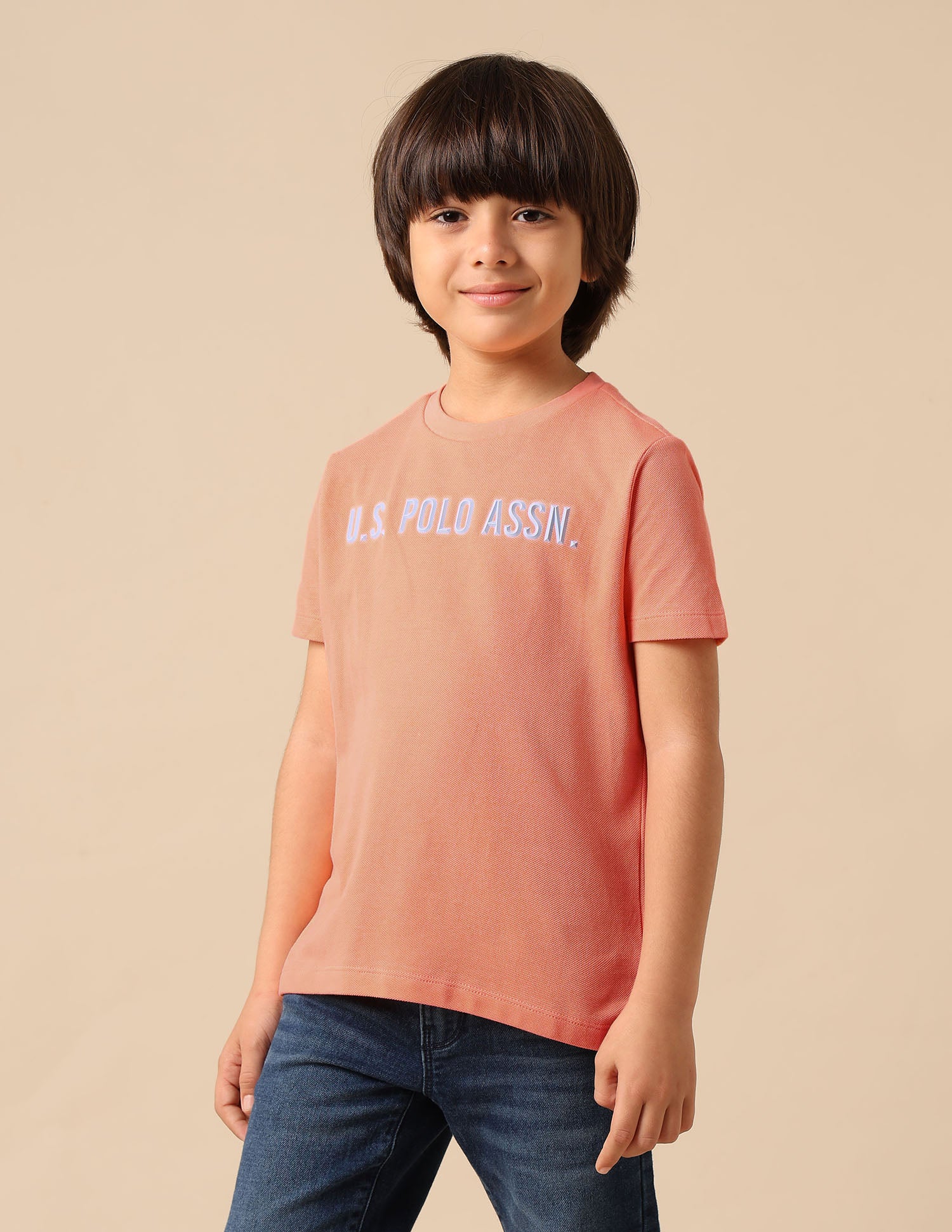 Boys Regular Fit Brand Embossed T Shirt - Image 4