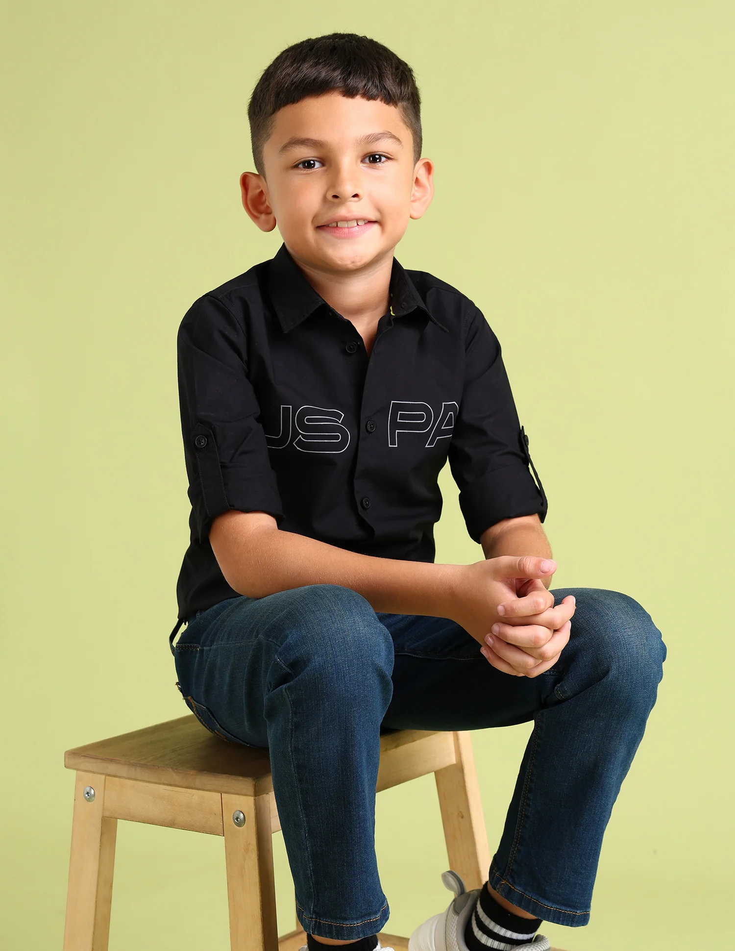Boys Regular Fit Brand Printed Shirt