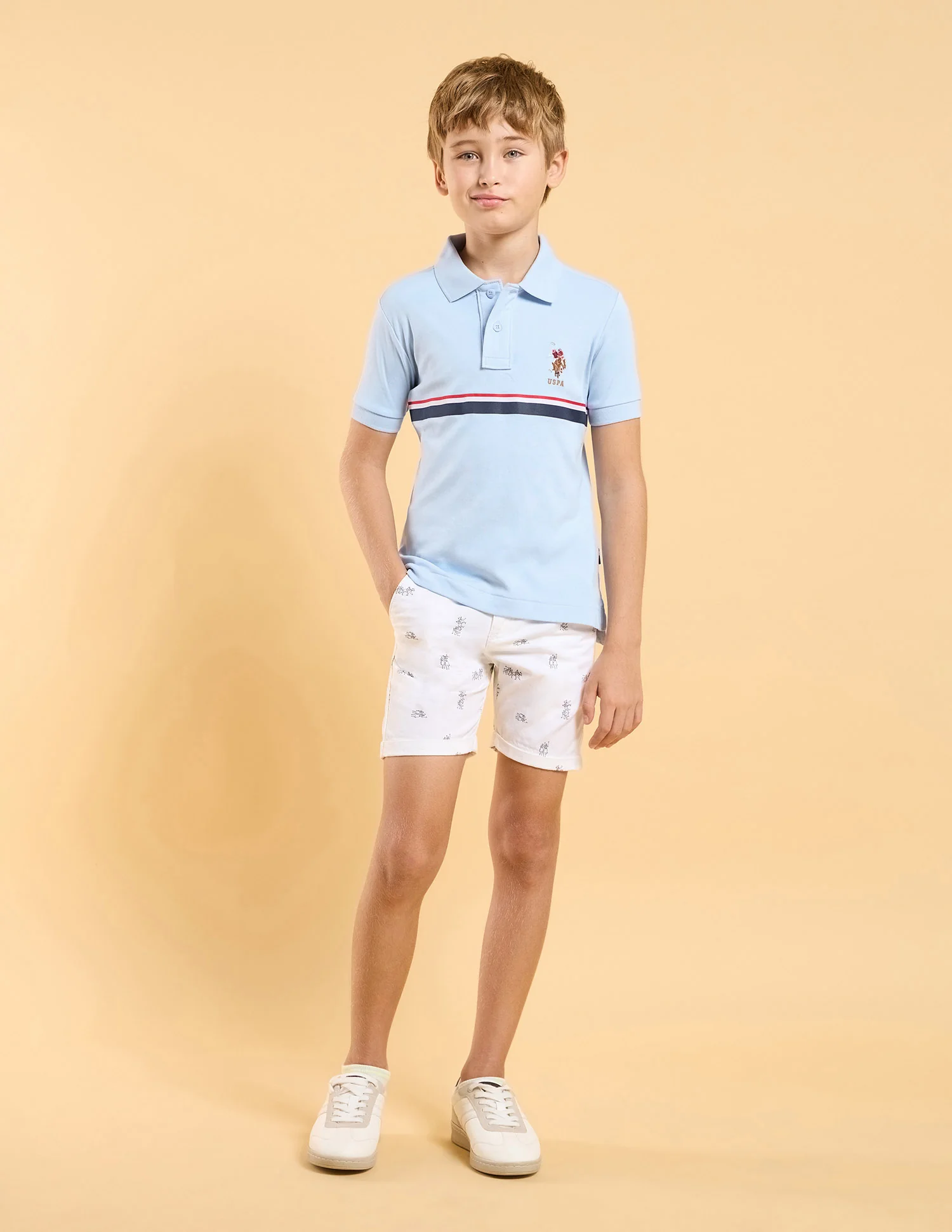 Boys Regular Fit Horizontal Striped Polo Shirt - Image 3