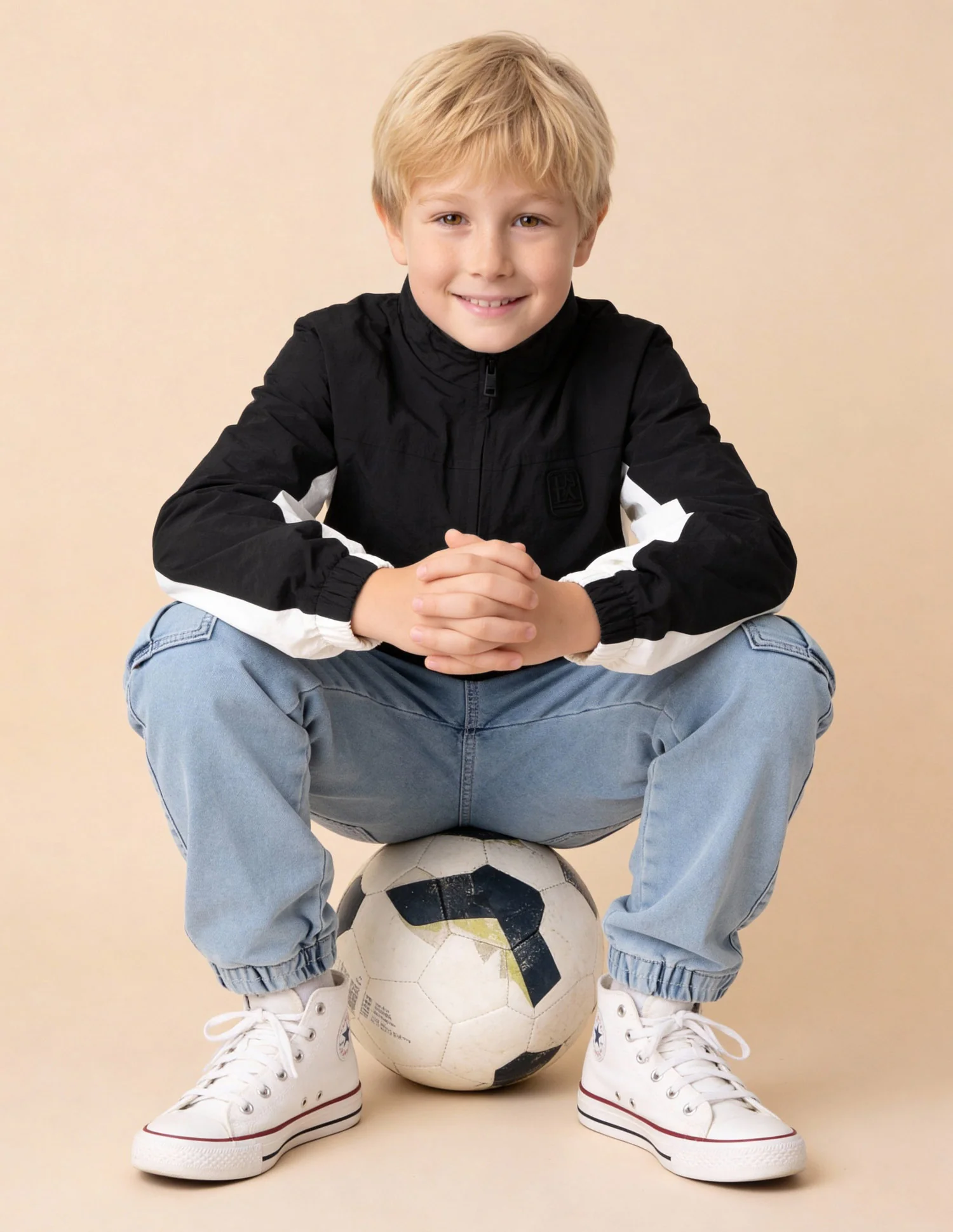 Boys Regular Fit Monochrome Jacket