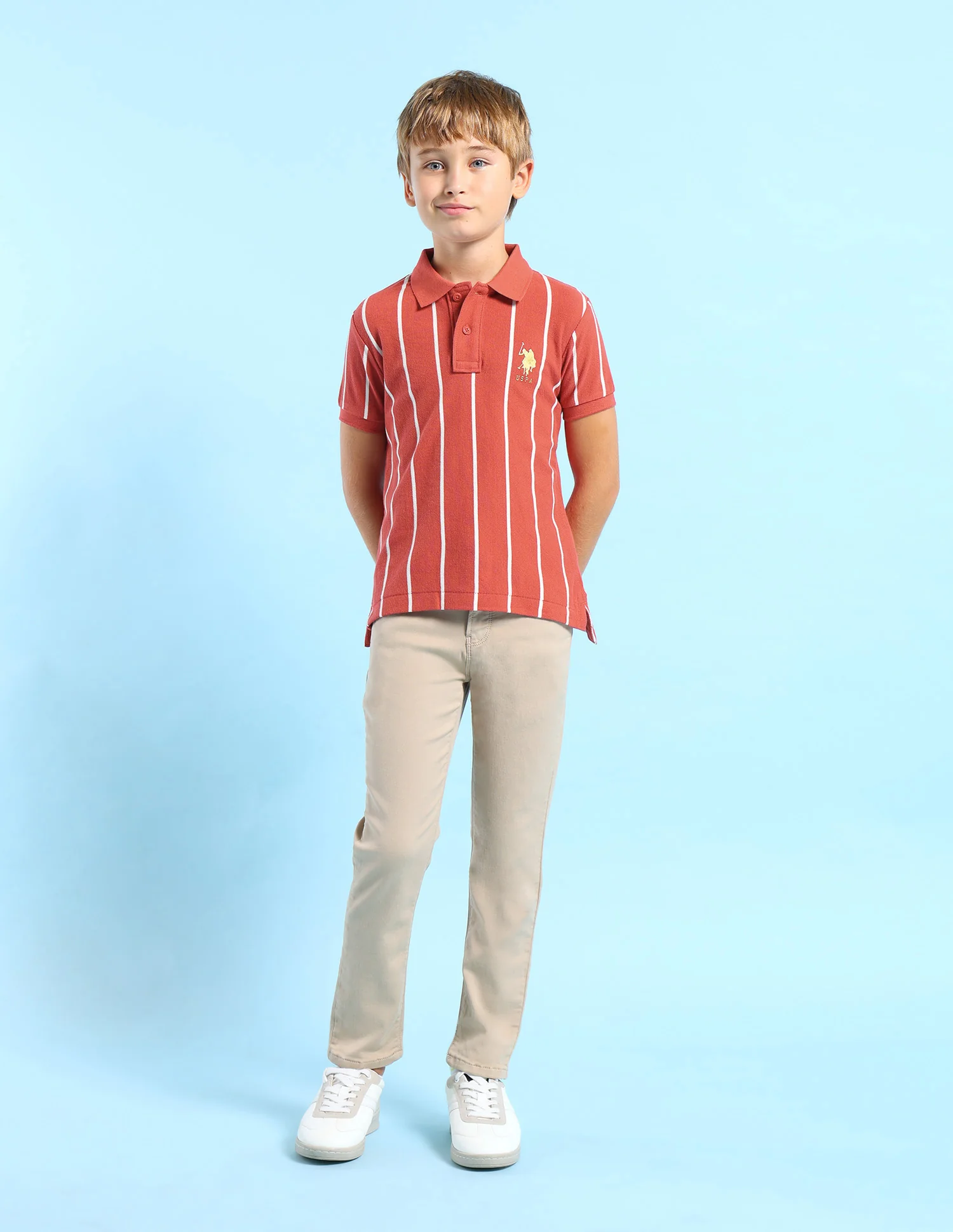 Boys Regular Fit Vertical Striped Polo Shirt - Image 3