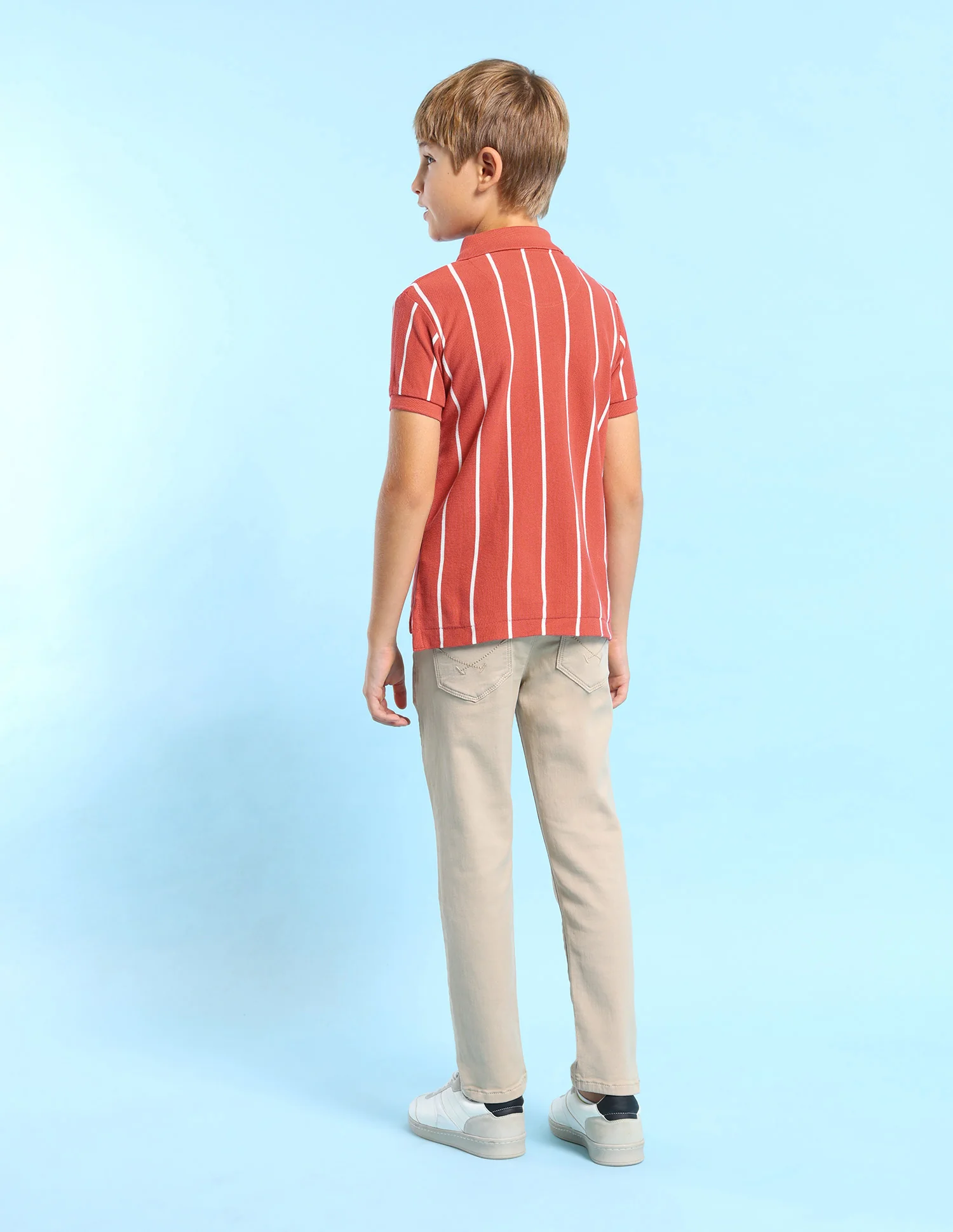 Boys Regular Fit Vertical Striped Polo Shirt - Image 4
