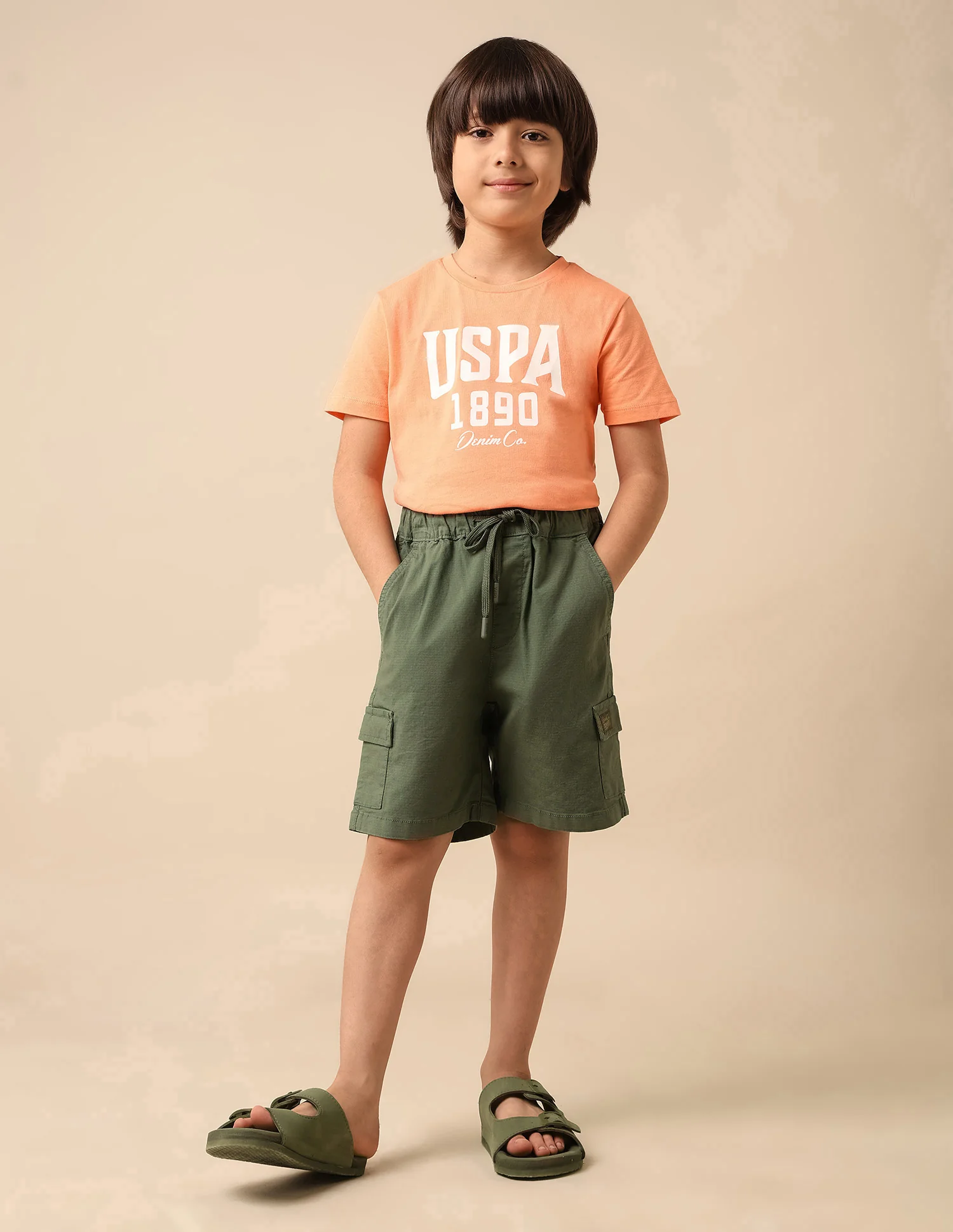 Boys Relaxed Fit Textured Cargo Shorts - Image 3