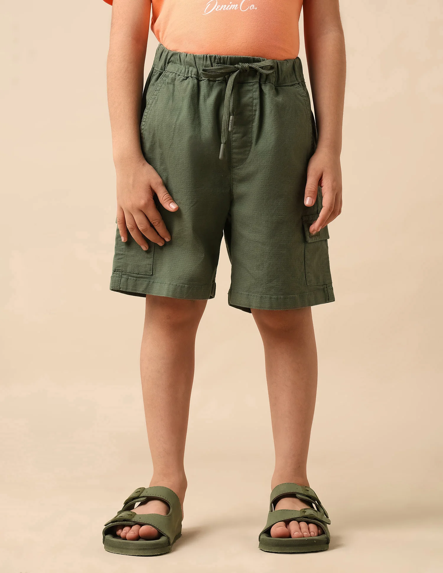 Boys Relaxed Fit Textured Cargo Shorts - Image 4