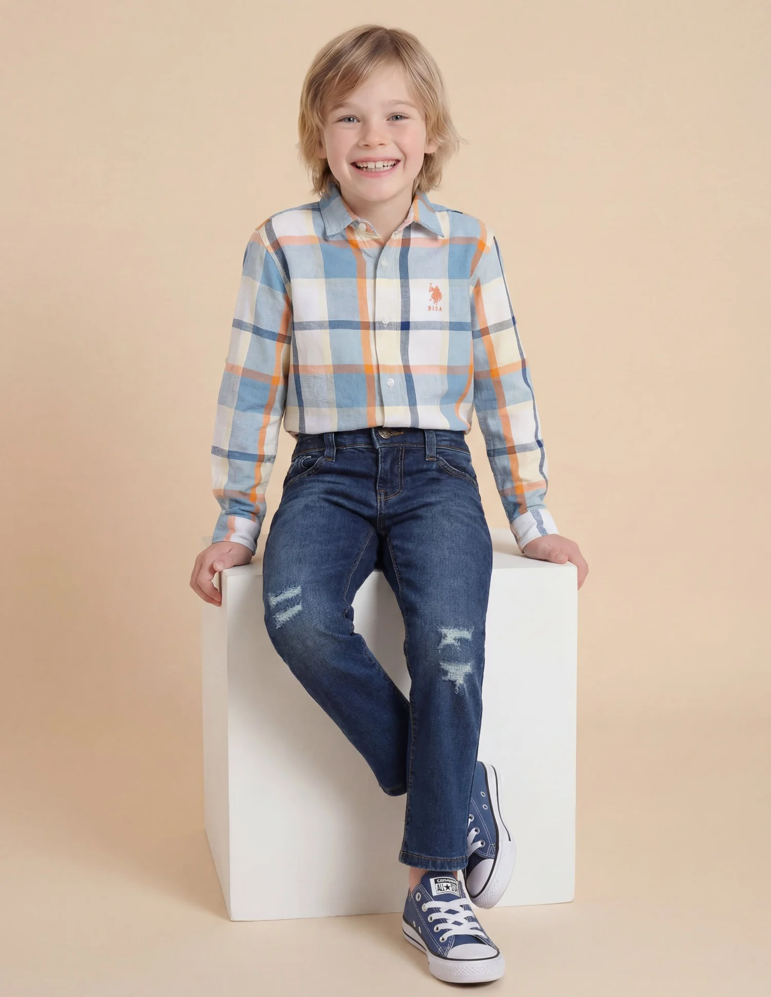 Boys Slim Fit Distressed Jeans