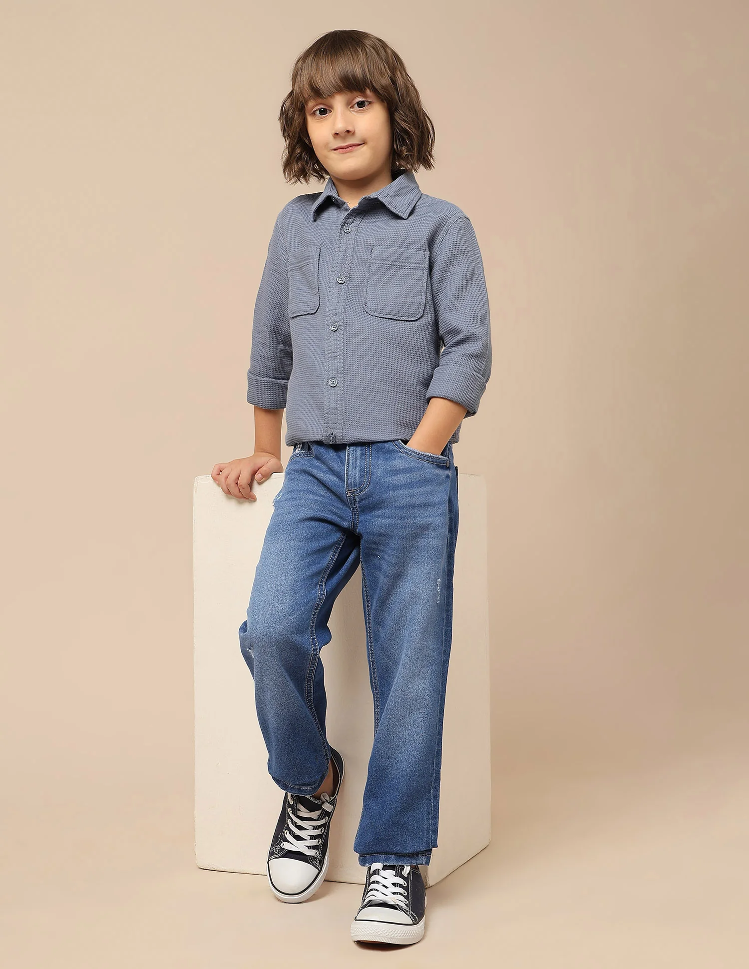 Boys Slim Fit Lightly Distressed Jeans