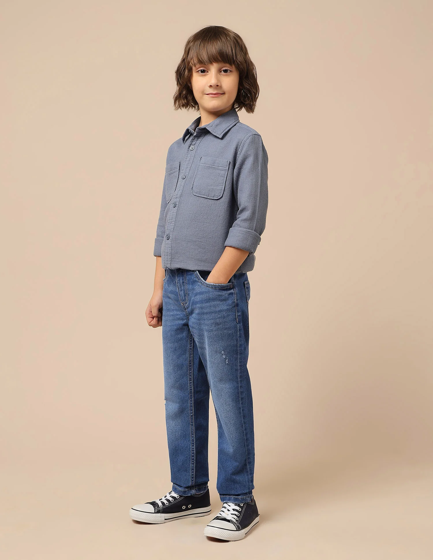 Boys Slim Fit Lightly Distressed Jeans - Image 4