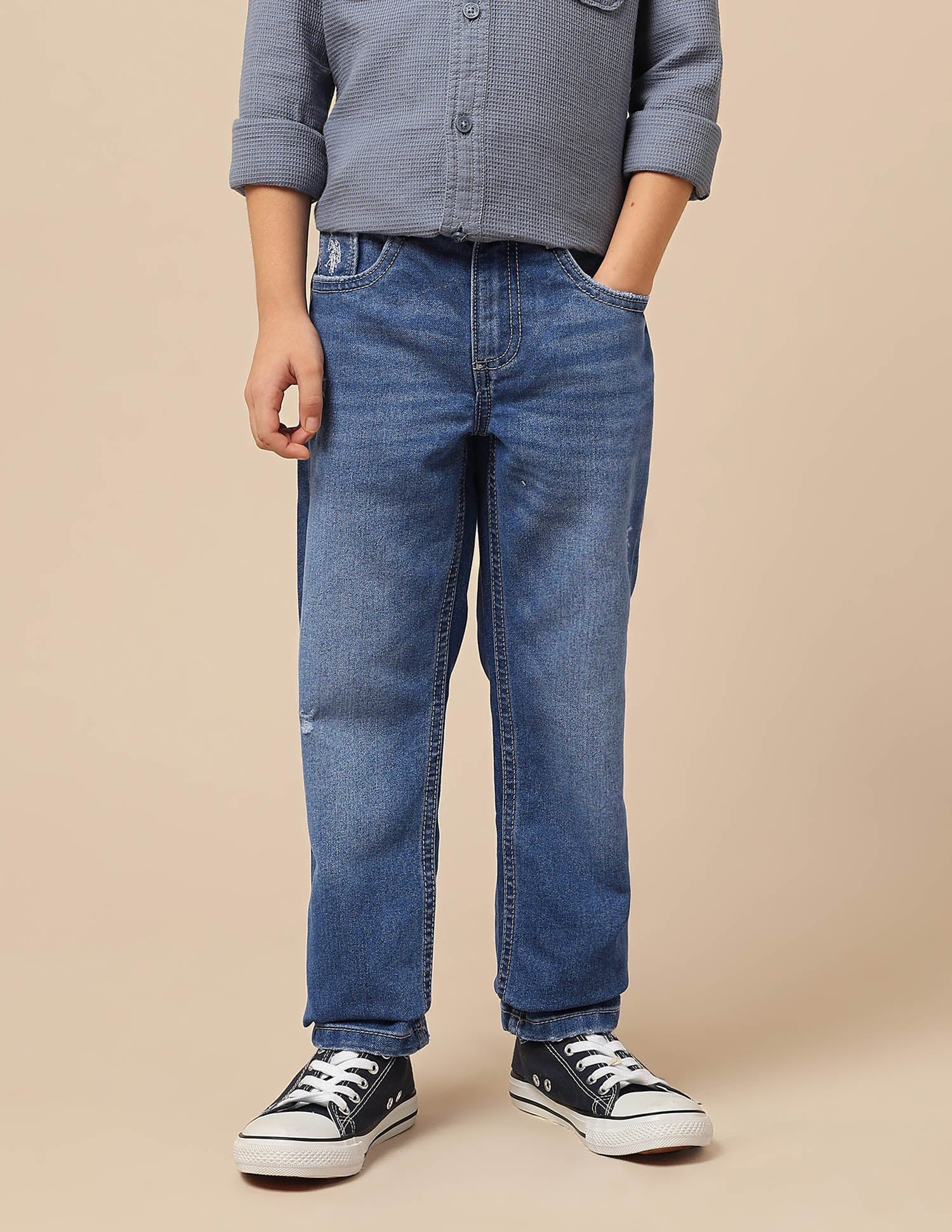 Boys Slim Fit Lightly Distressed Jeans - Image 6