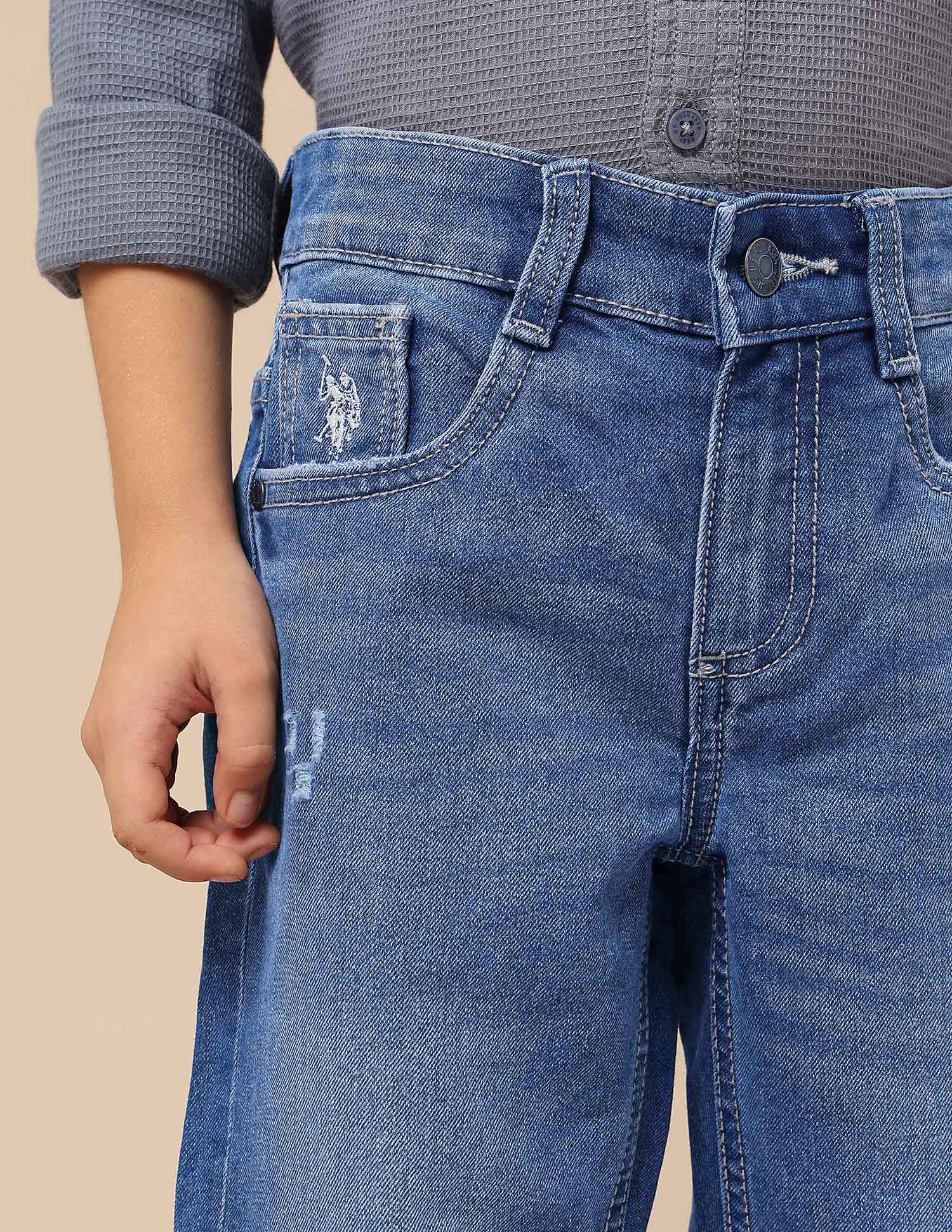 Boys Slim Fit Lightly Distressed Jeans - Image 7