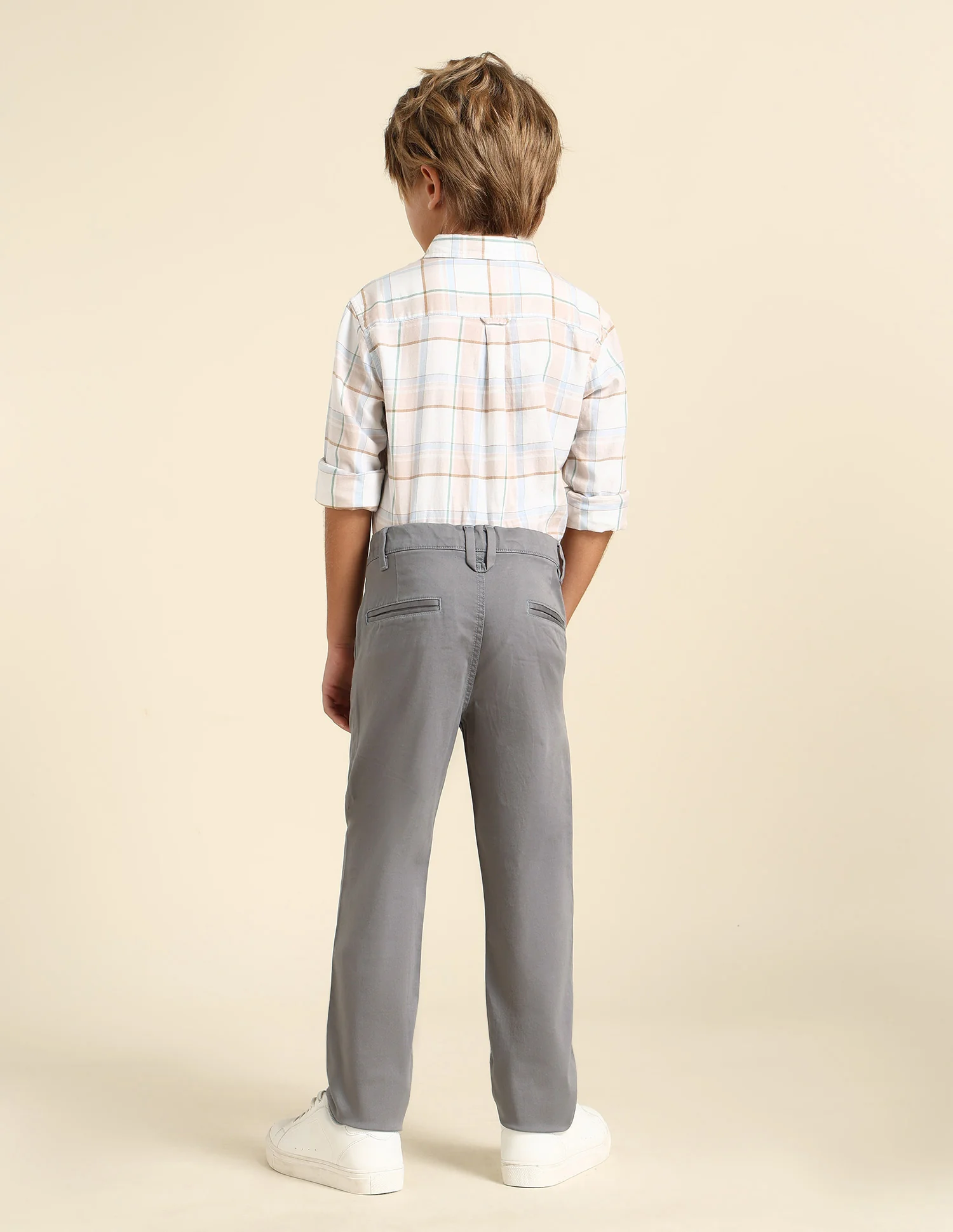 Boys Slim Fit Solid Trousers - Image 4