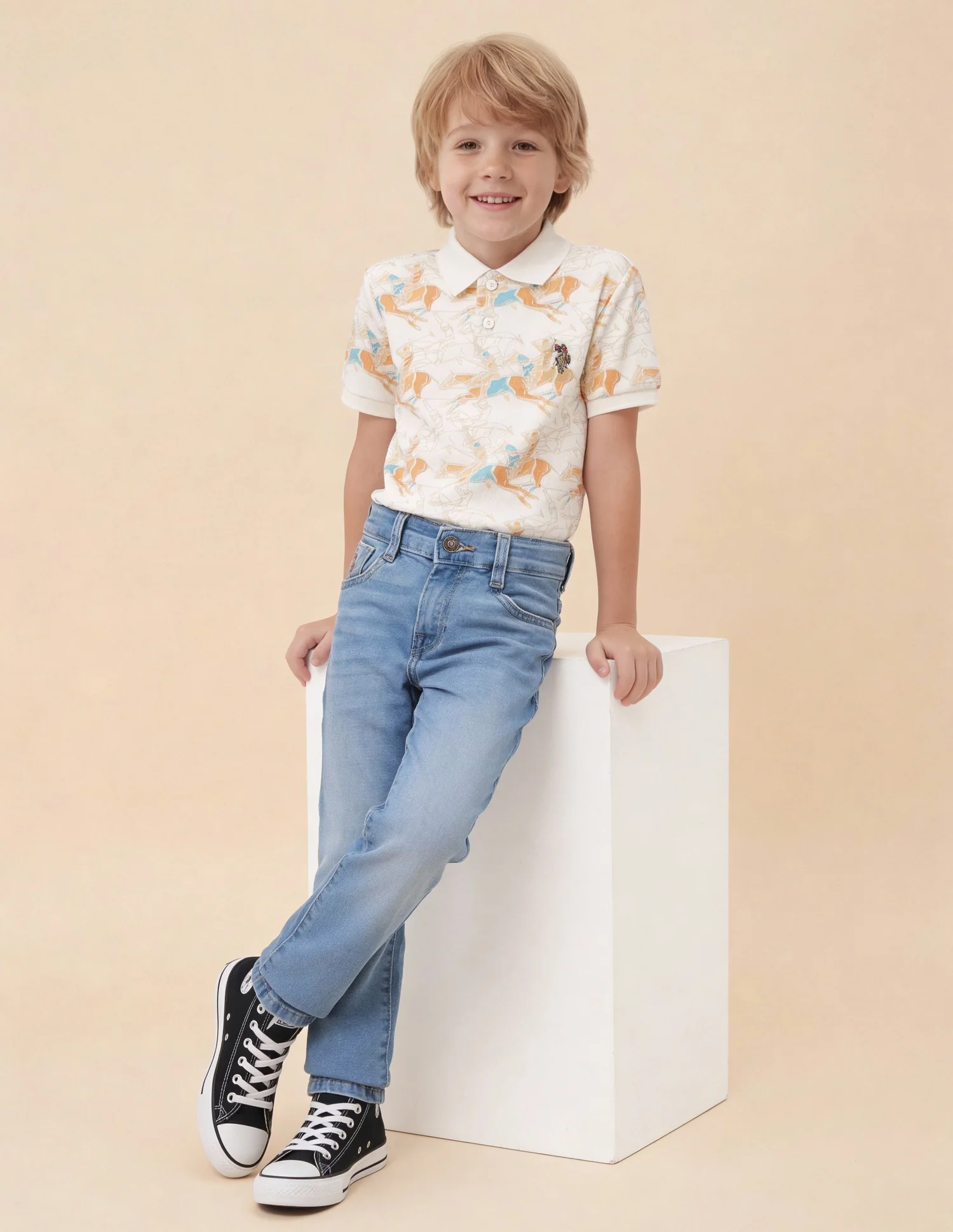 Boys Slim Fit Whiskered Jeans
