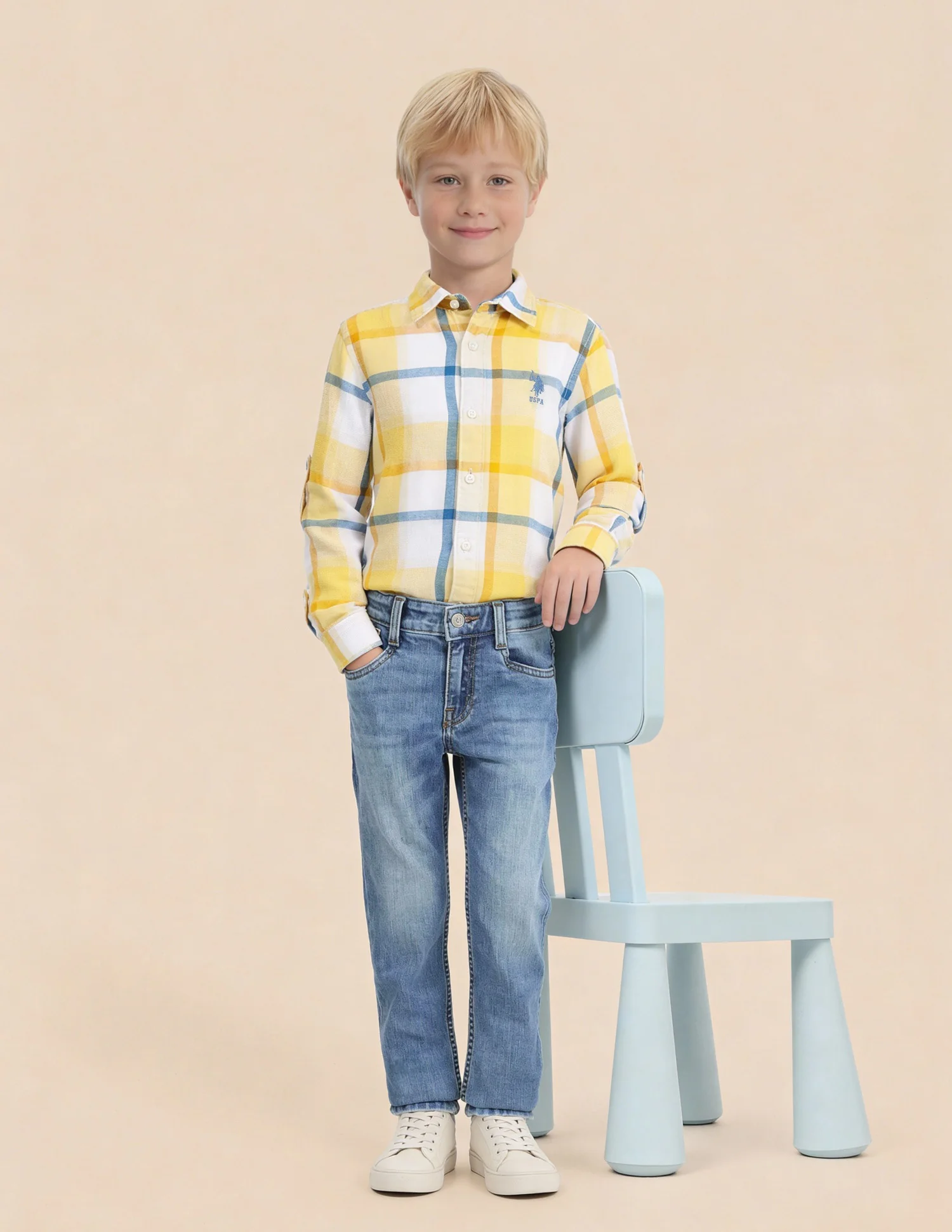 Boys Slim Fit Whiskered Jeans
