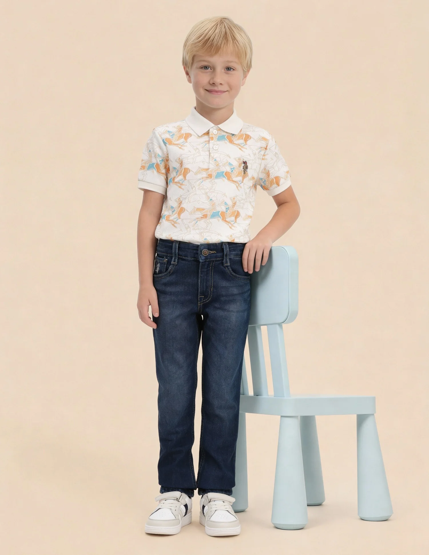 Boys Slim Fit Whiskered Jeans