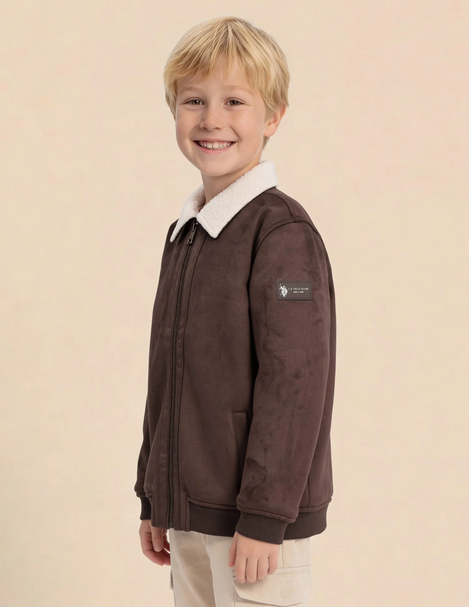 Boys Solid Bomber Jacket - Image 4