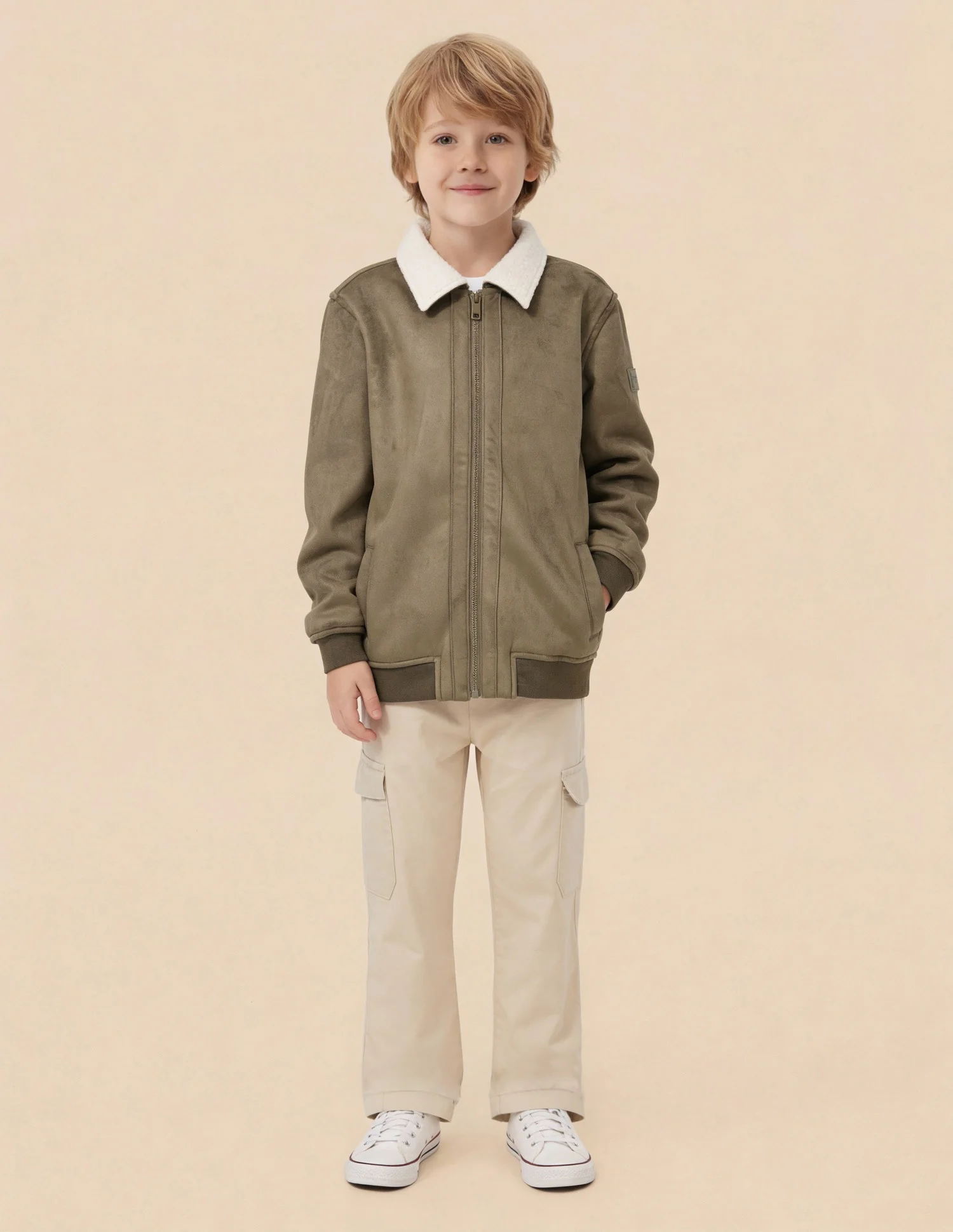 Boys Solid Bomber Jacket - Image 3