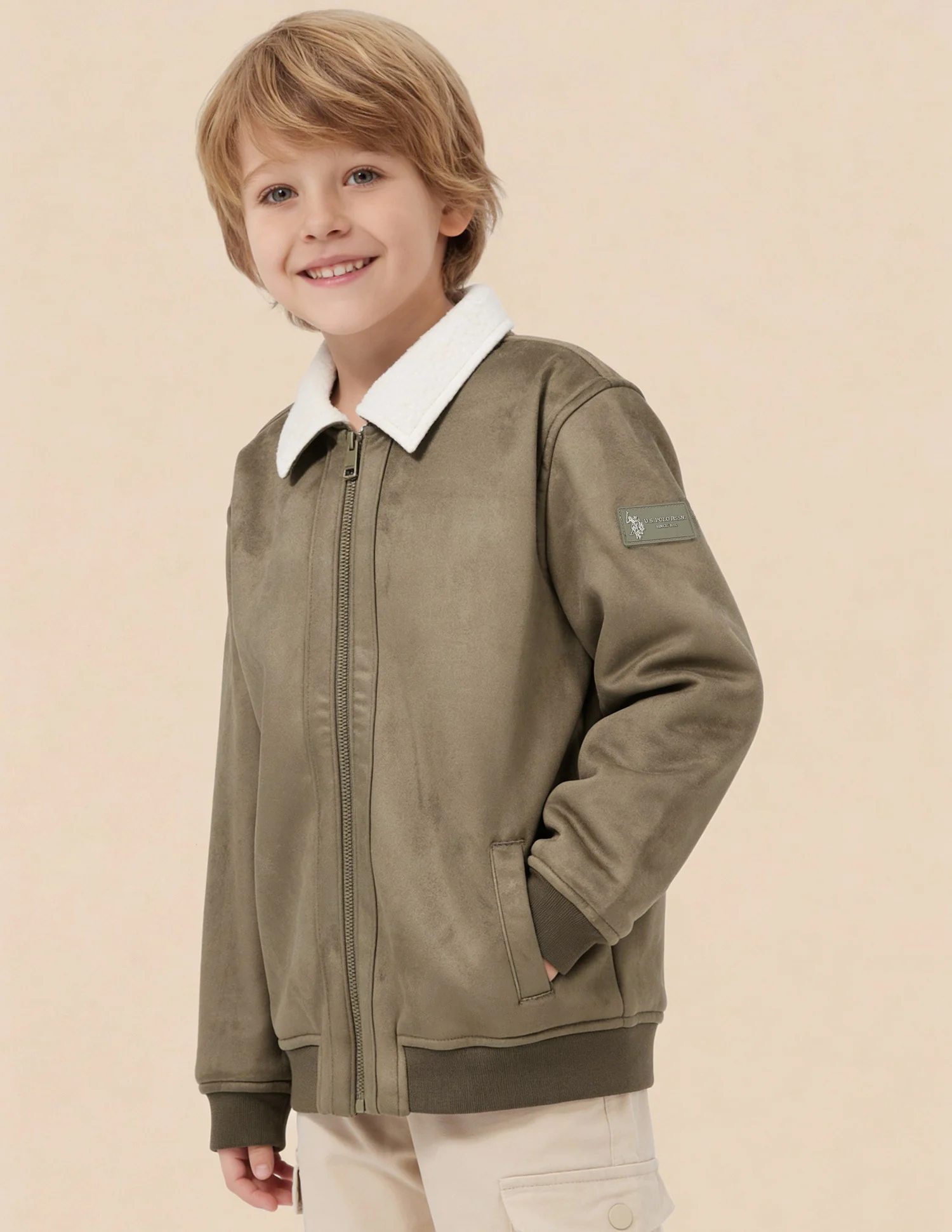 Boys Solid Bomber Jacket - Image 4