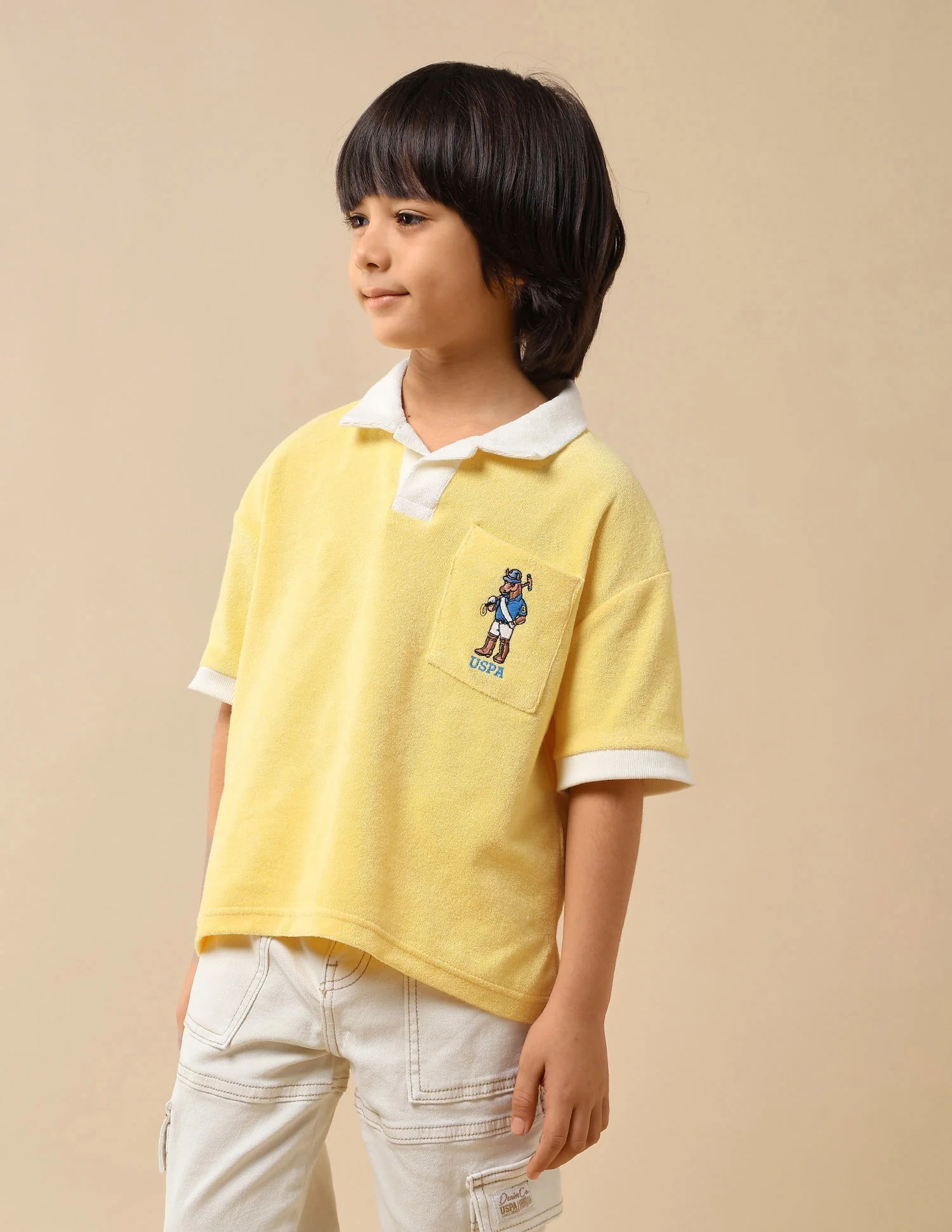 Boys Solid Boxy Fit Polo Shirt - Image 4