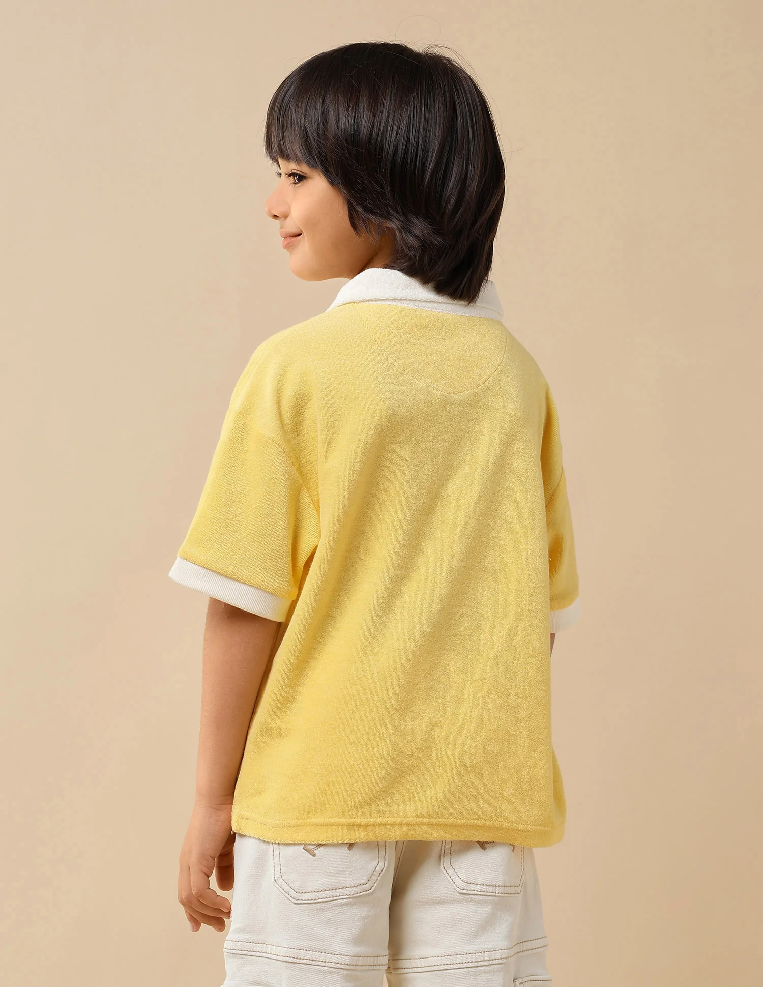 Boys Solid Boxy Fit Polo Shirt - Image 5