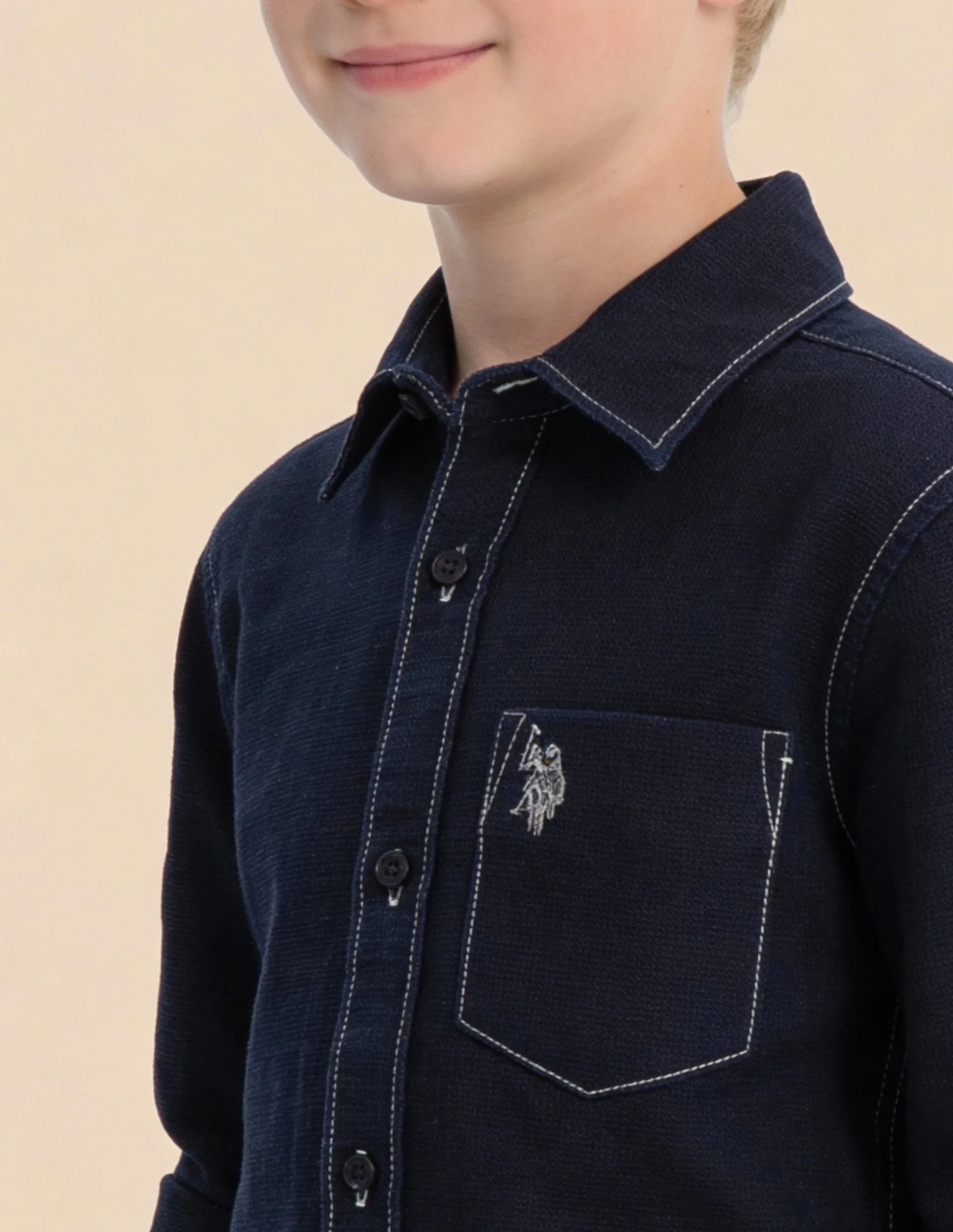 Boys Solid Dobby Shirt - Image 6