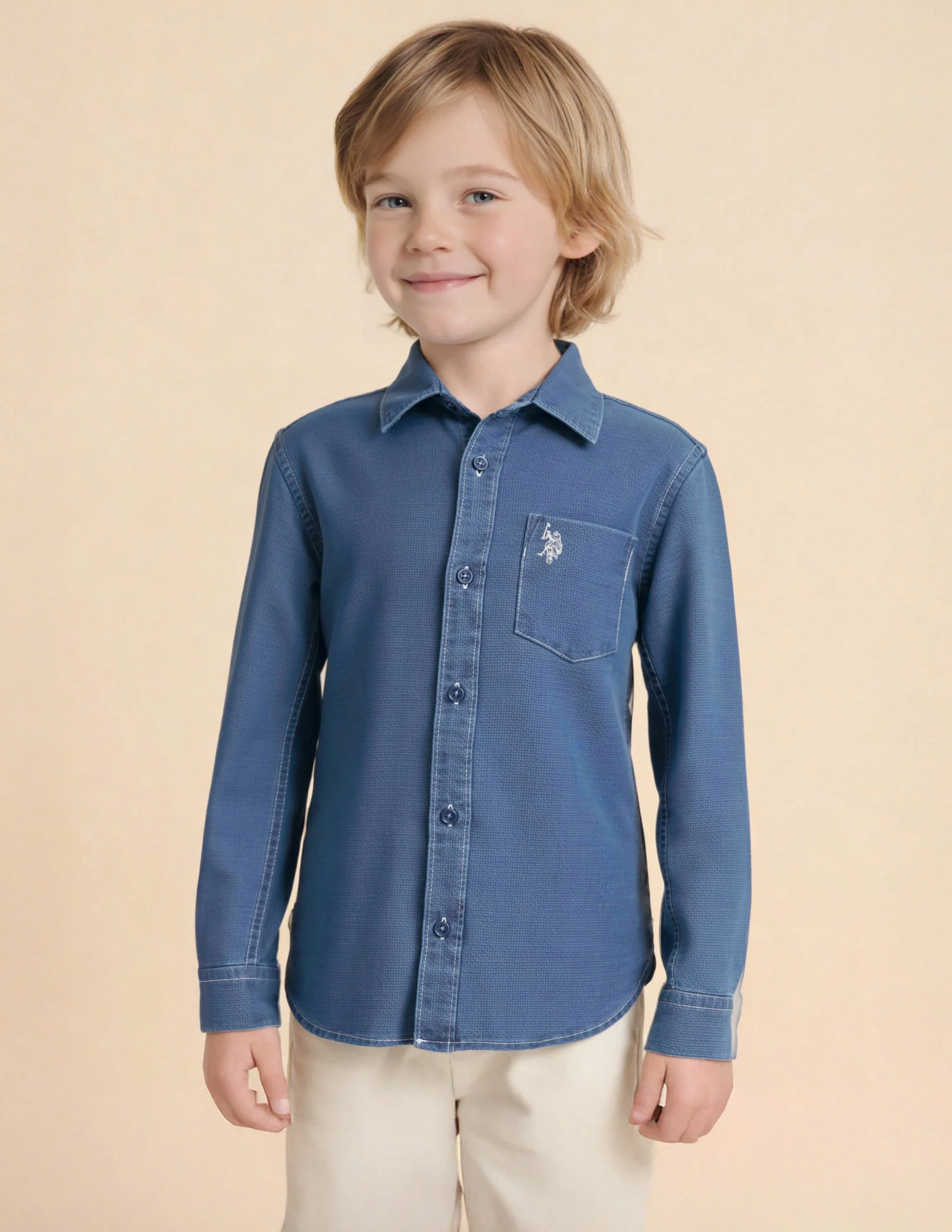 Boys Solid Dobby Shirt - Image 4