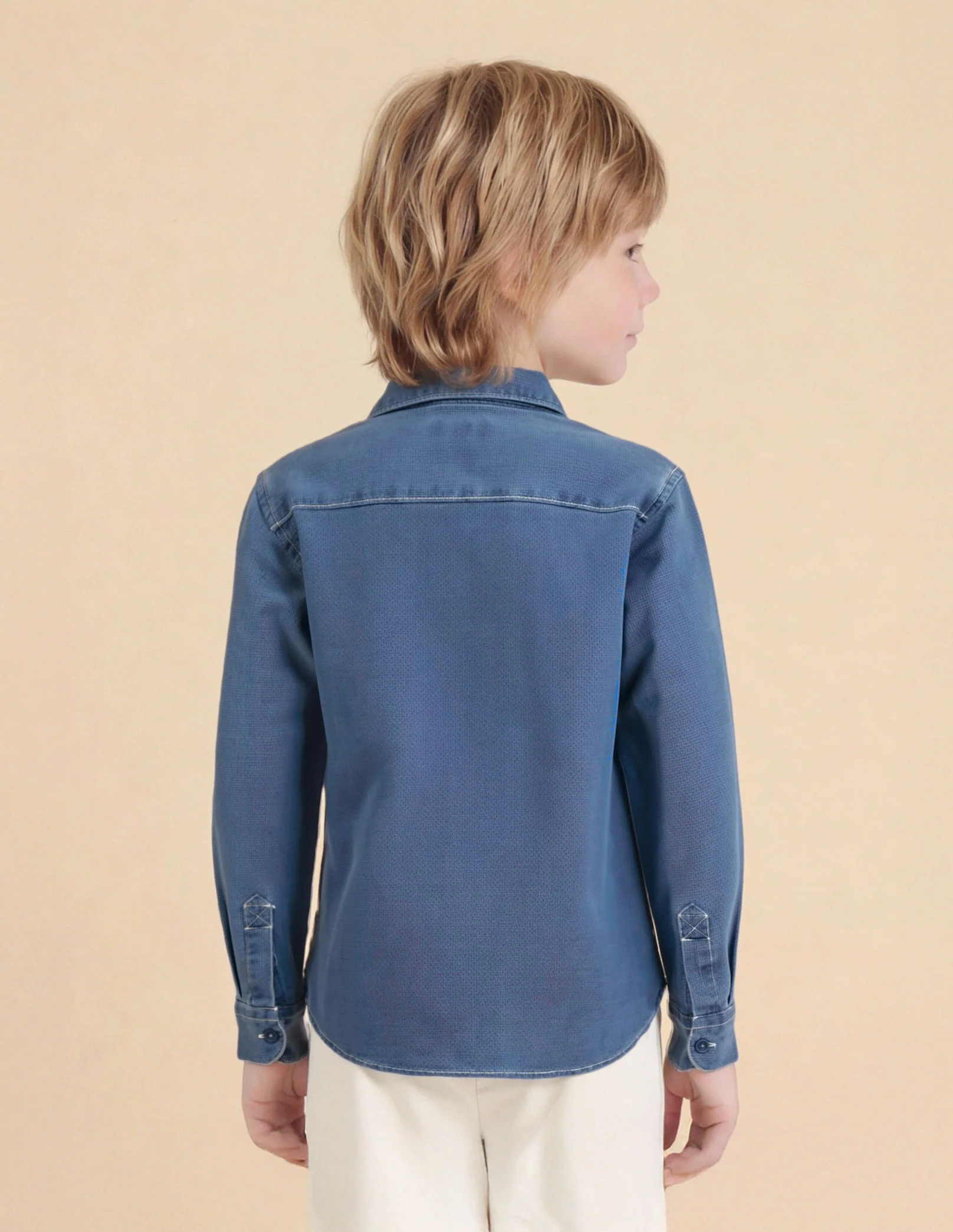 Boys Solid Dobby Shirt - Image 5
