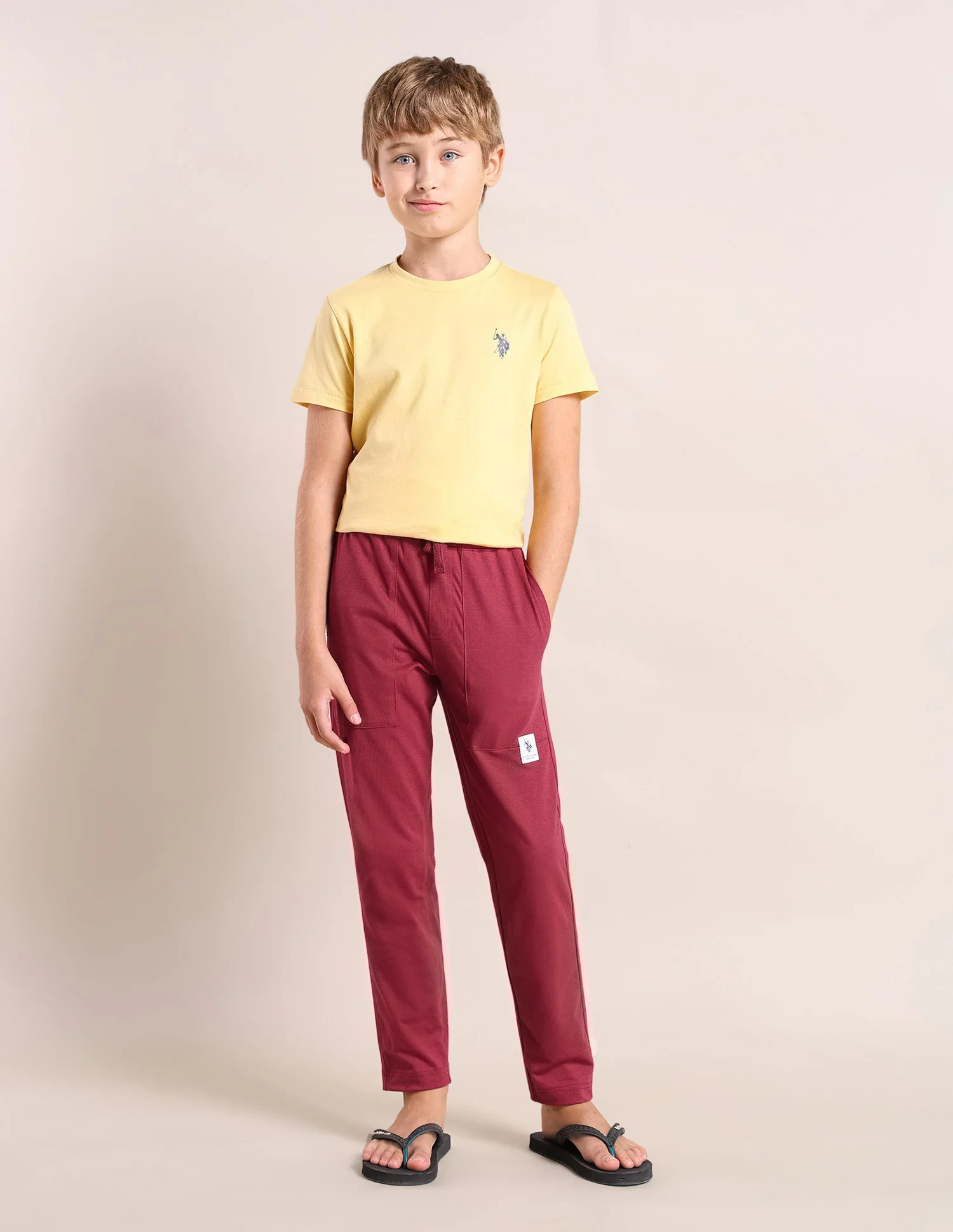 Boys Solid Mid-Rise Track Pants - Image 3