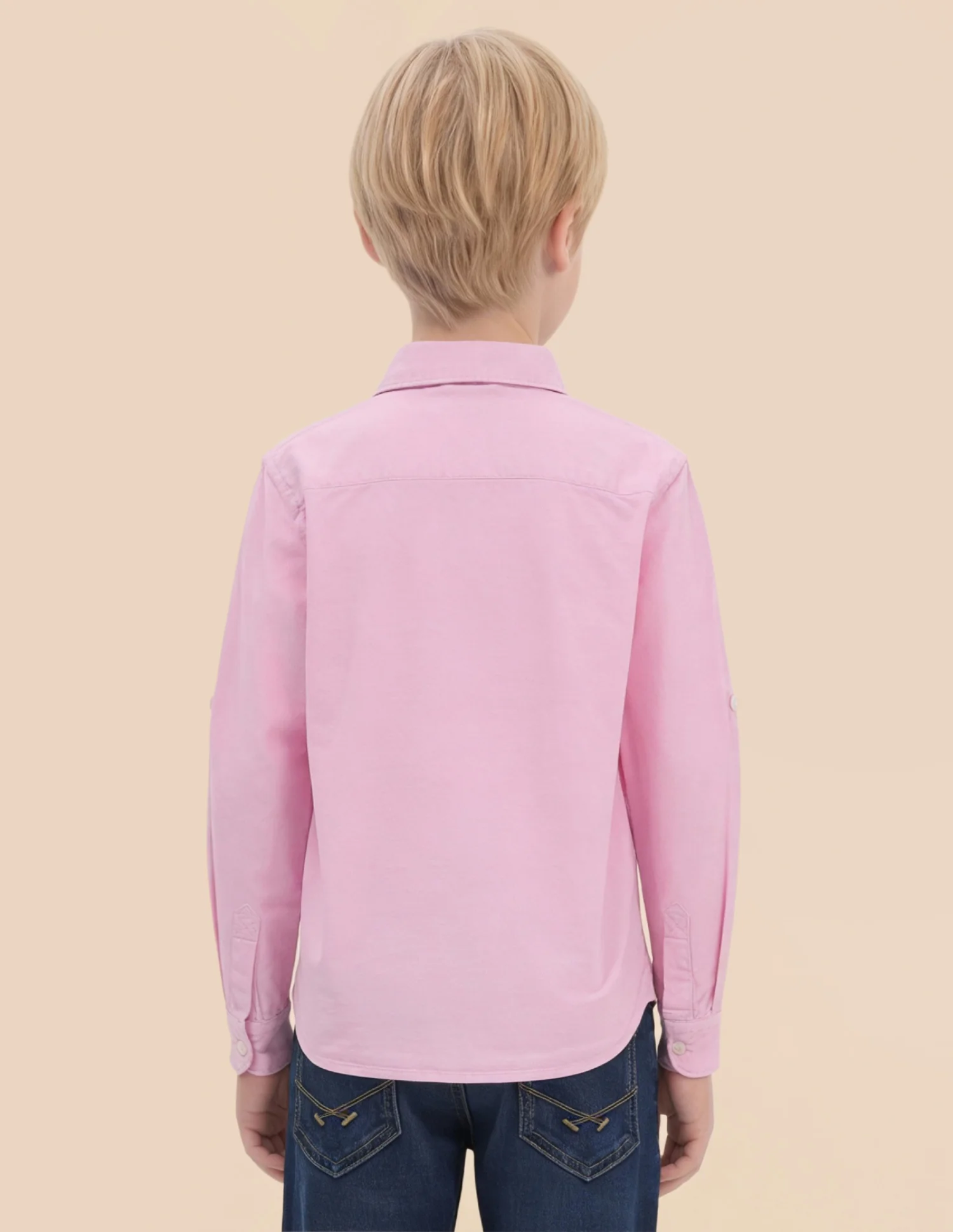 Boys Solid Pattern Oxford Shirt - Image 5