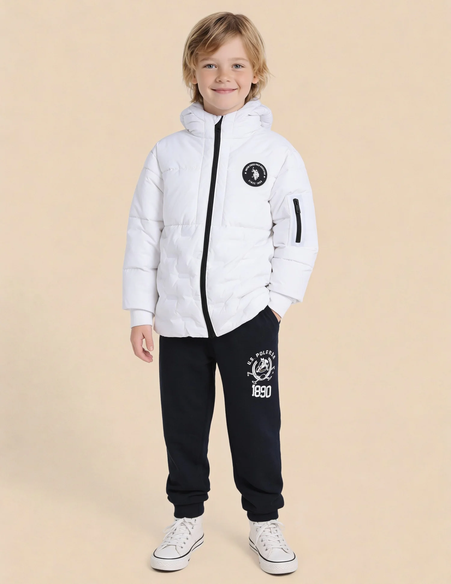 Boys Solid Puffer Jacket - Image 3