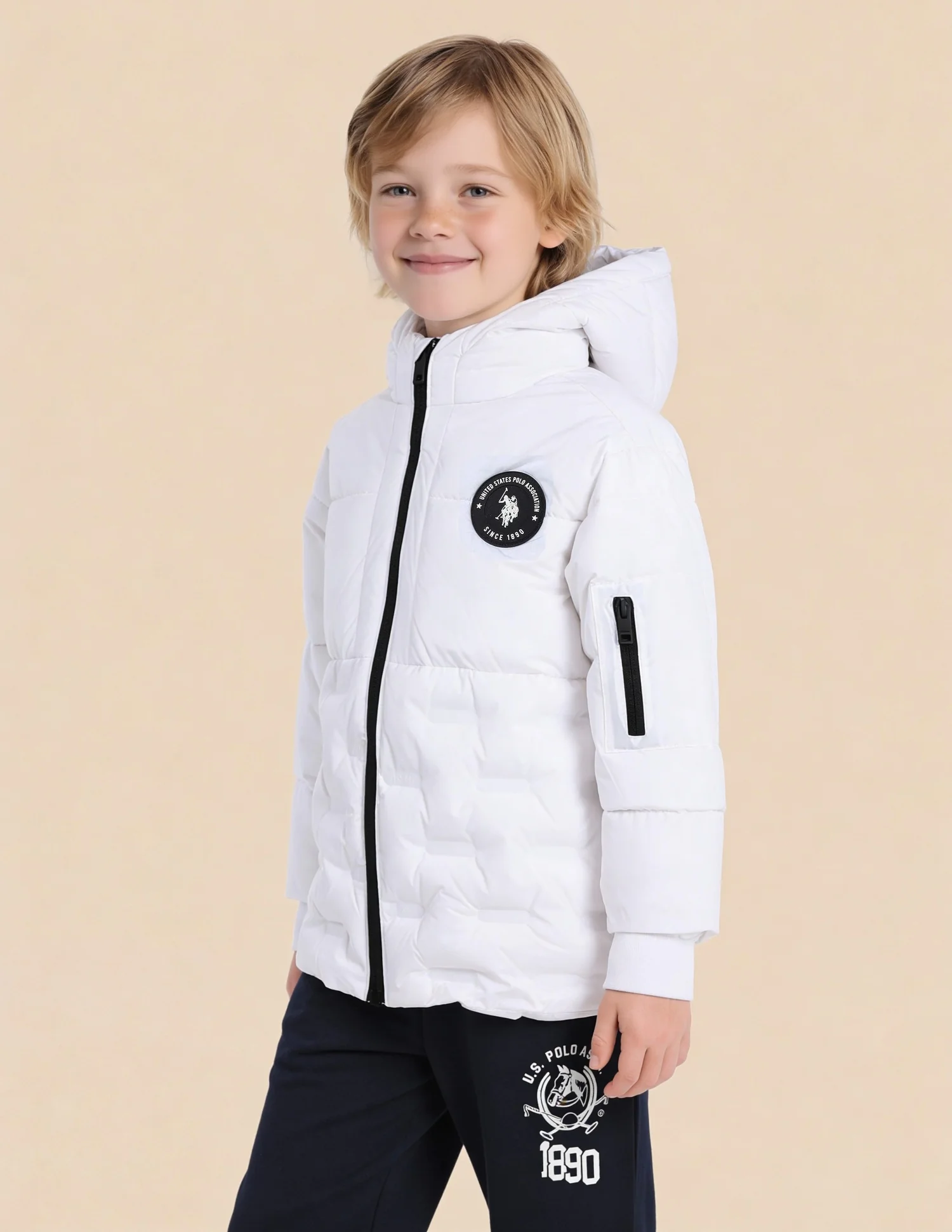 Boys Solid Puffer Jacket - Image 4