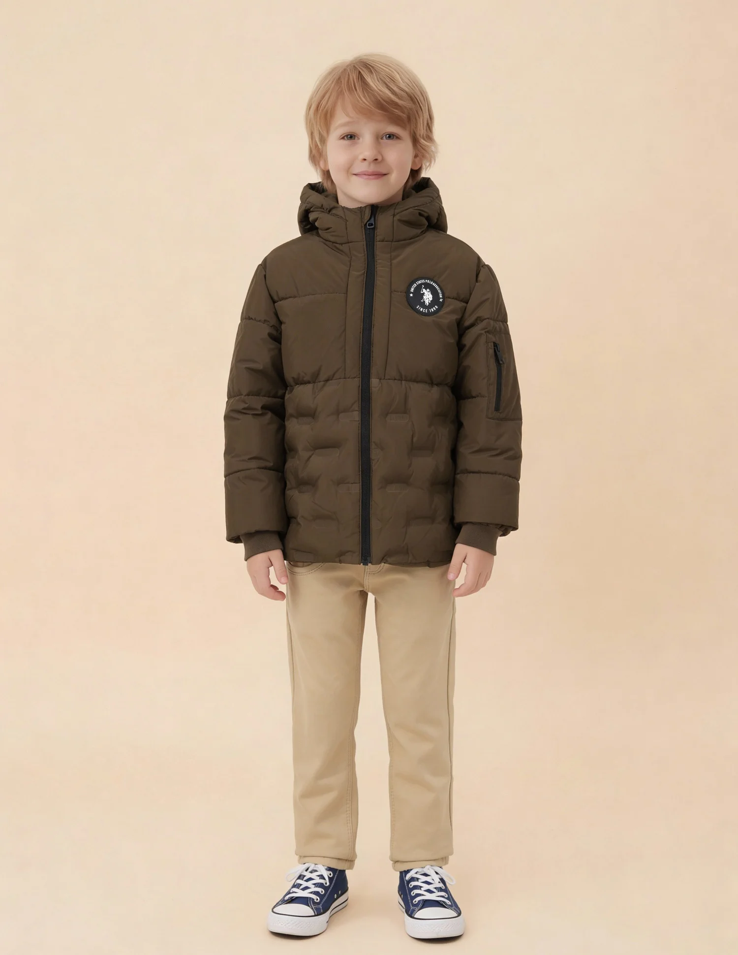 Boys Solid Puffer Jacket - Image 3