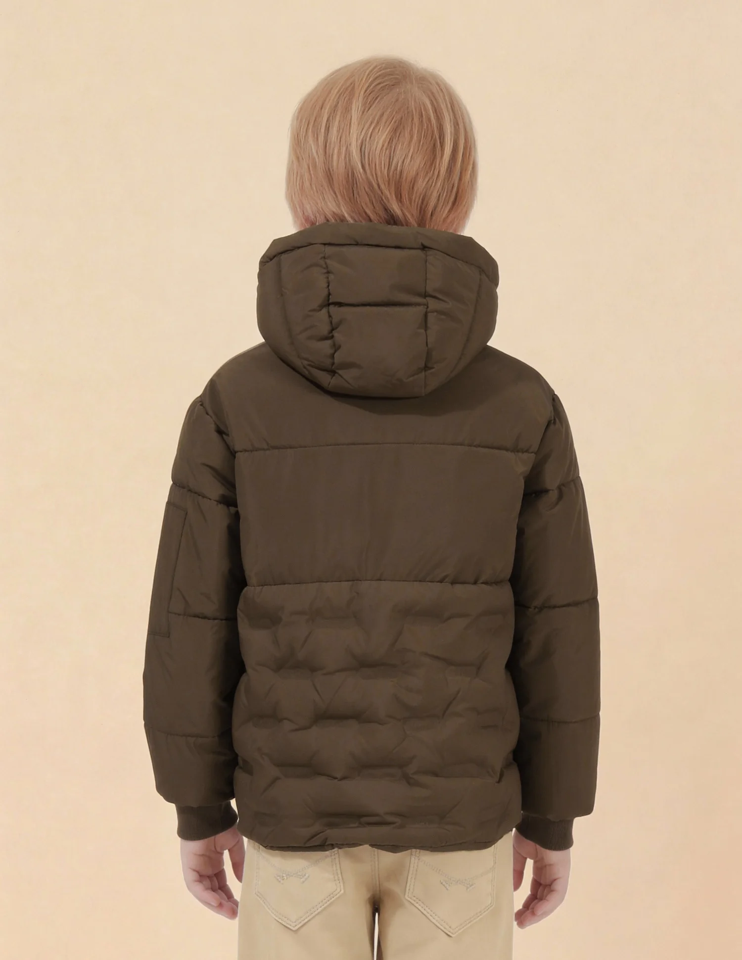 Boys Solid Puffer Jacket - Image 5
