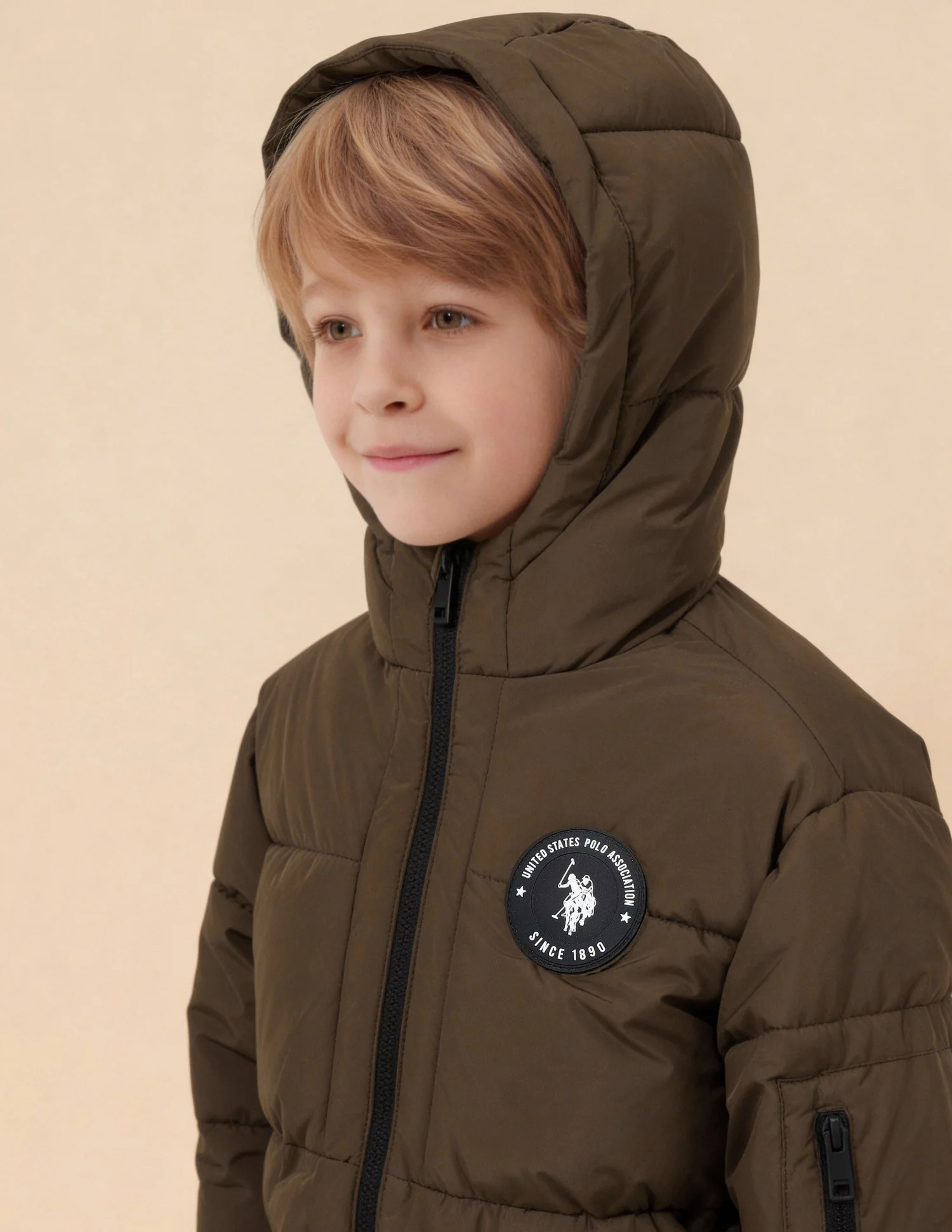 Boys Solid Puffer Jacket - Image 6