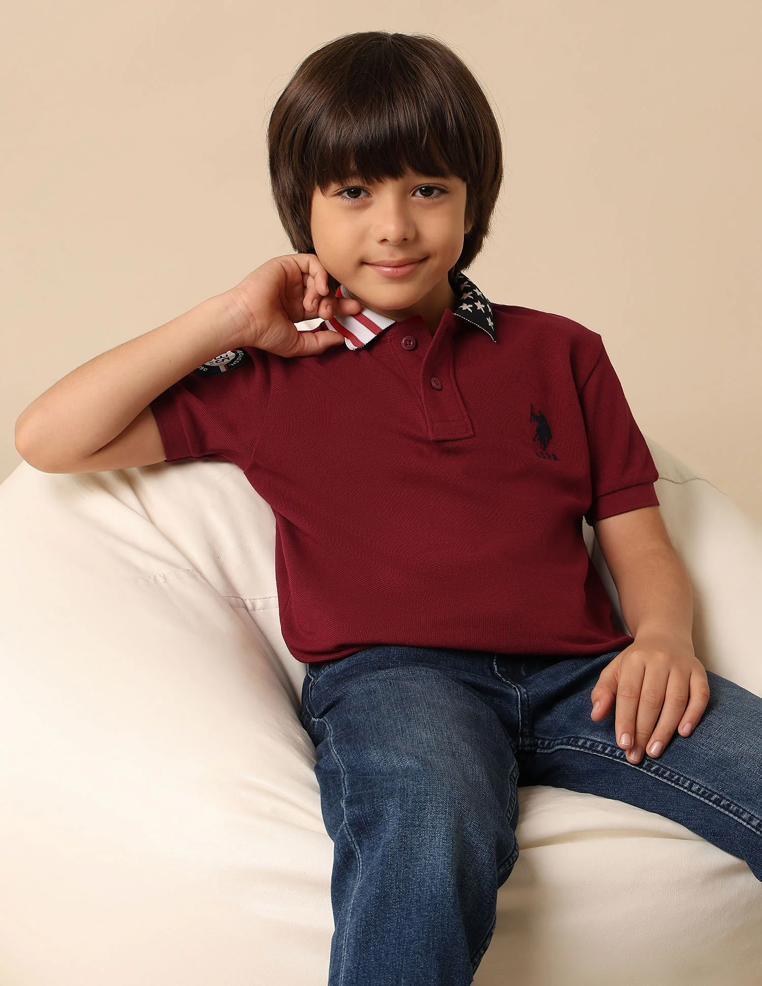Boys Solid Pure Cotton Polo Shirt
