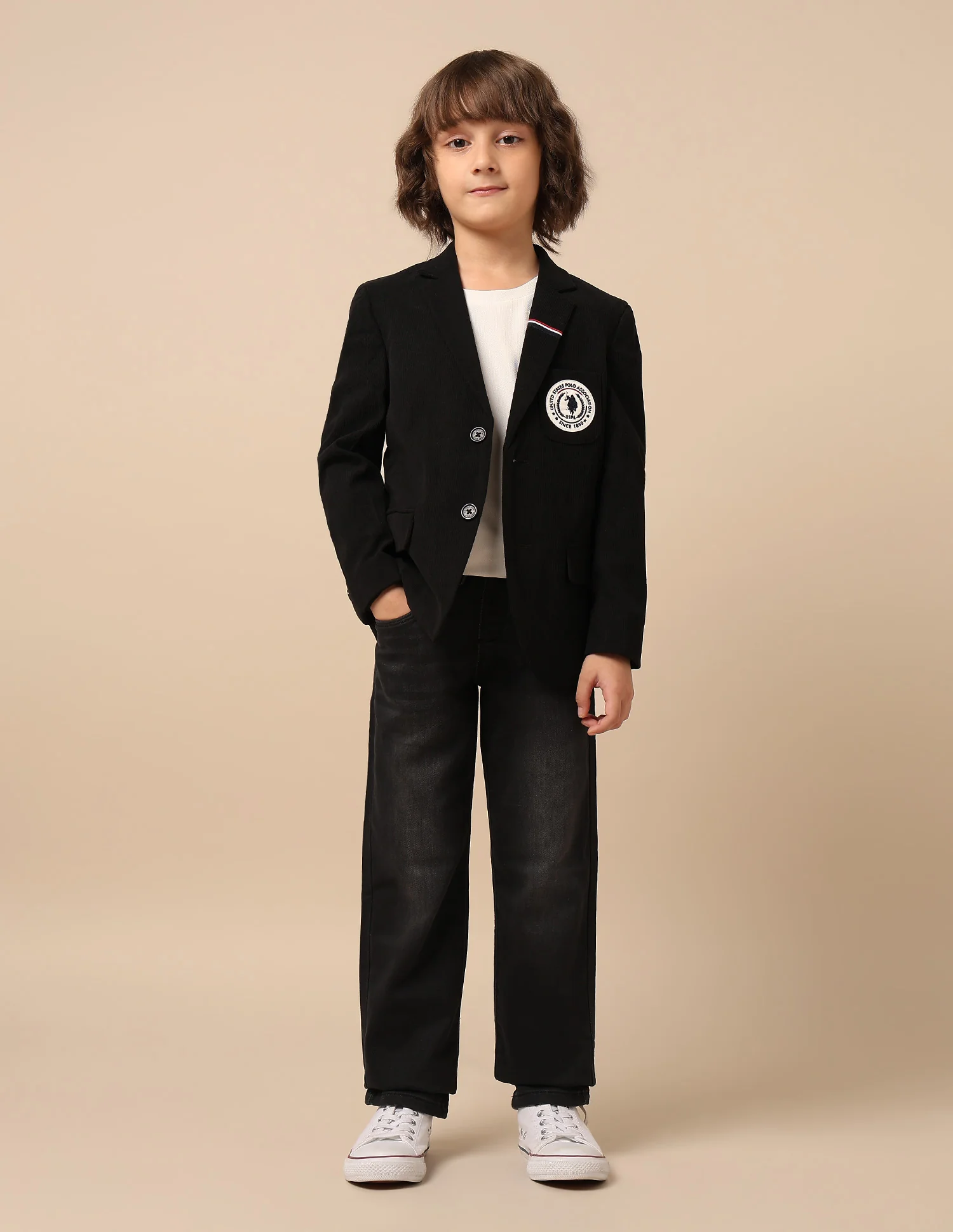 Boys Solid Regular Fit Blazer - Image 3