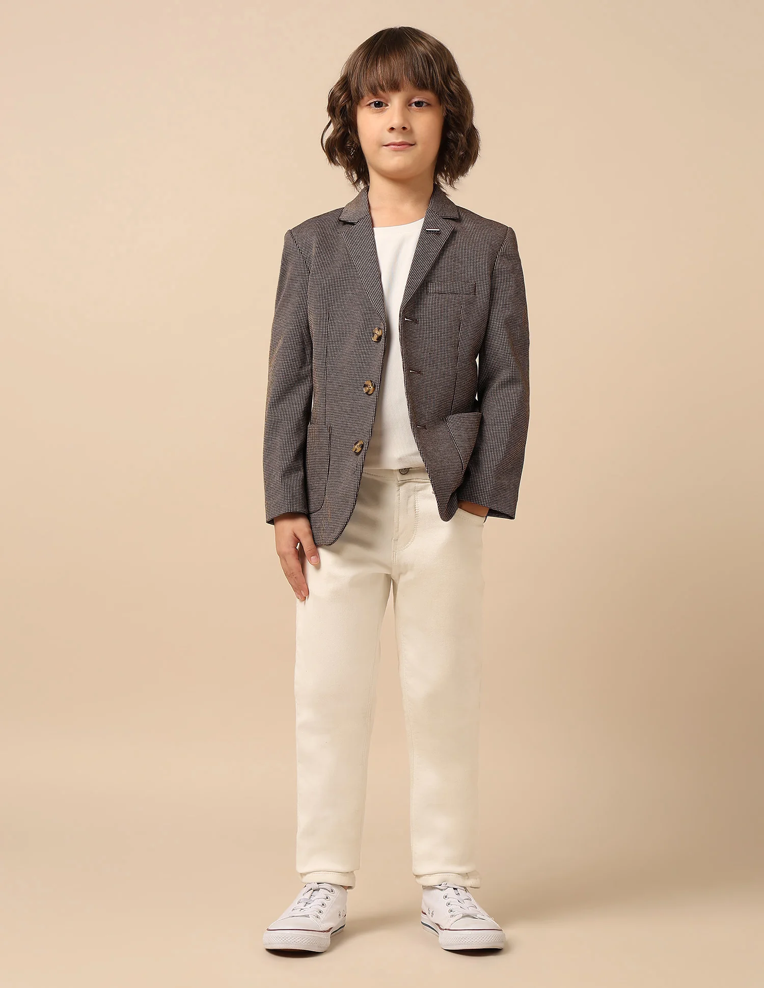 Boys Solid Regular Fit Blazer - Image 3
