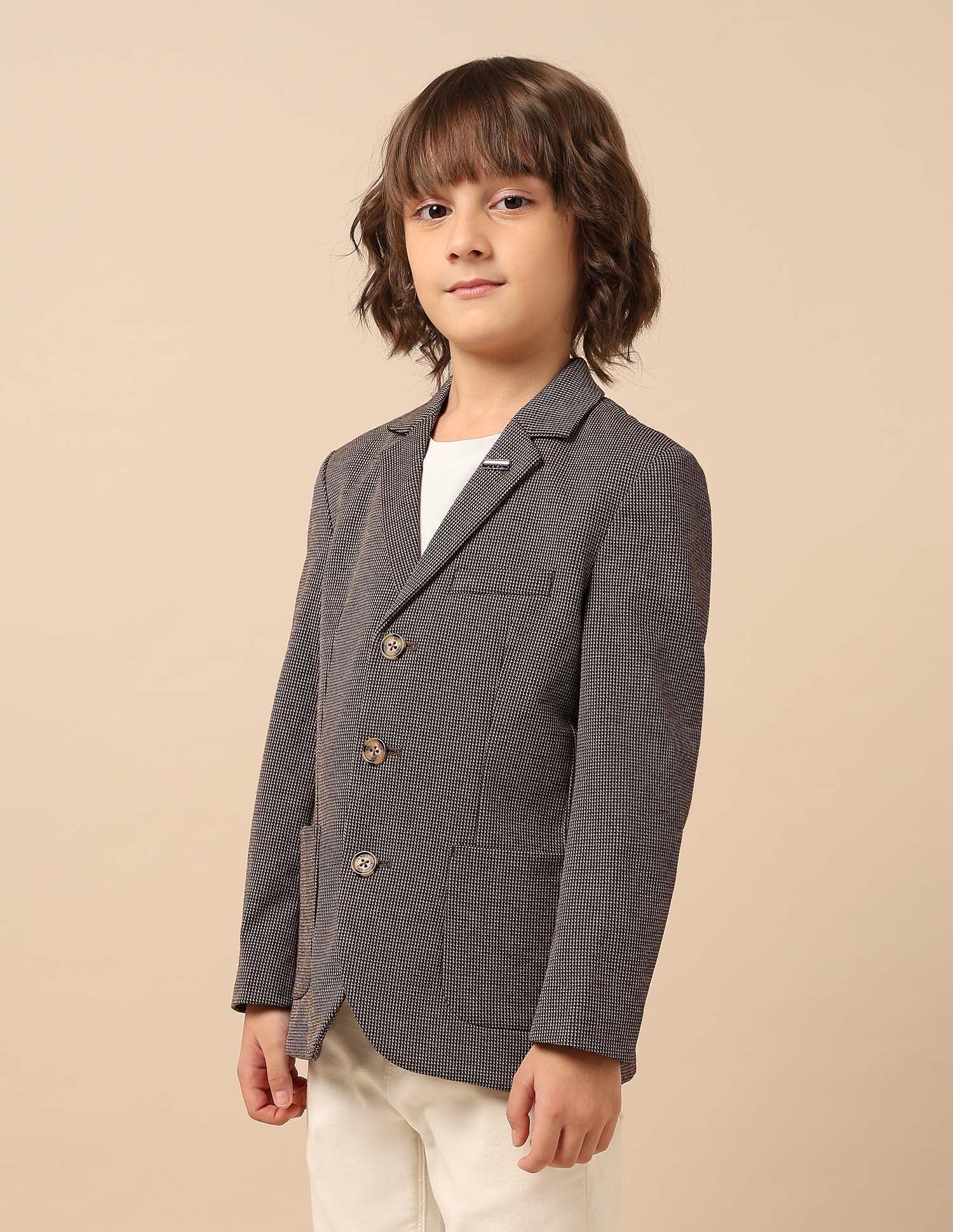 Boys Solid Regular Fit Blazer - Image 4