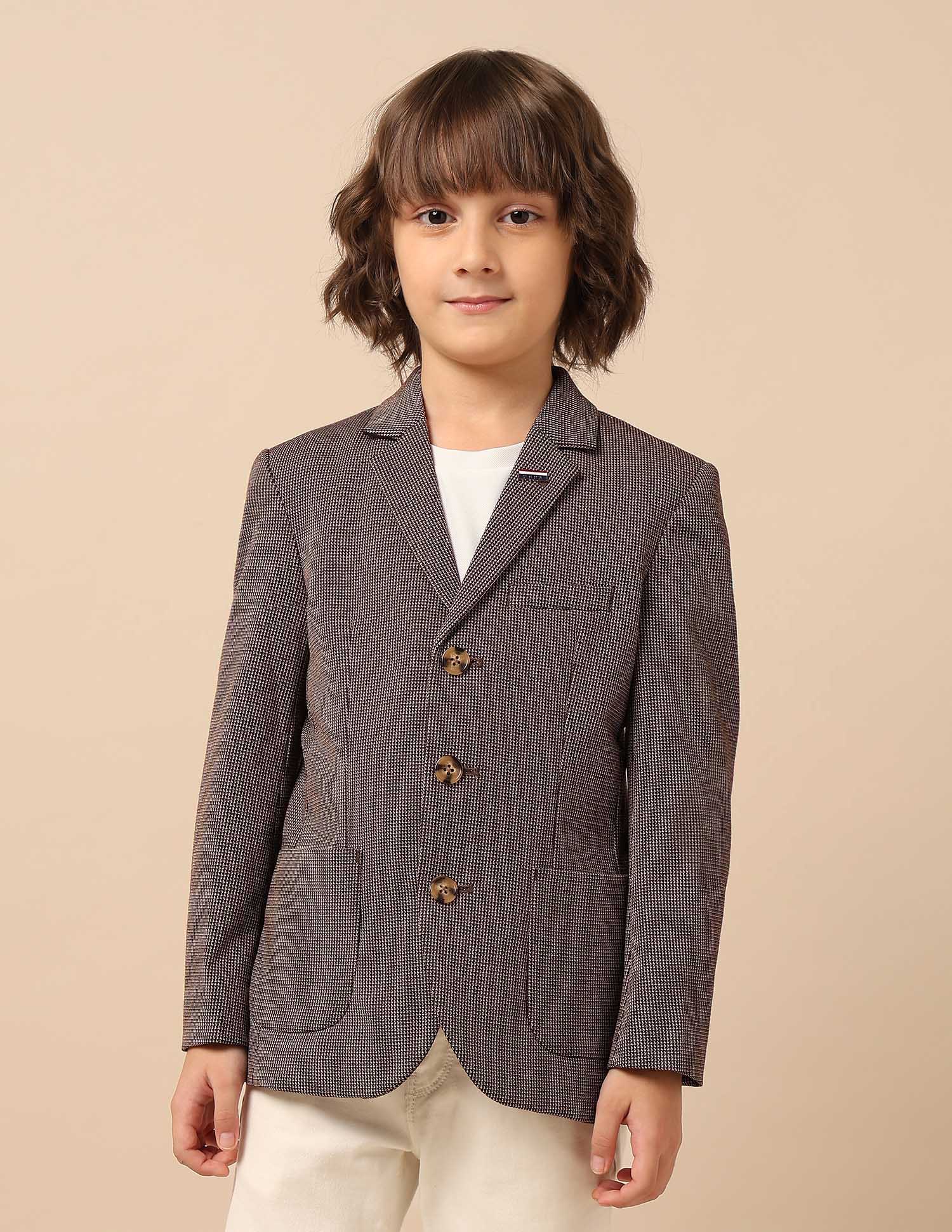 Boys Solid Regular Fit Blazer - Image 6
