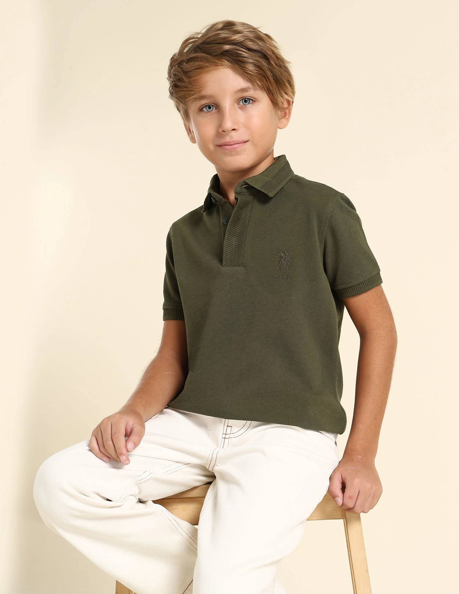 Boys Solid Regular Fit Polo Shirt