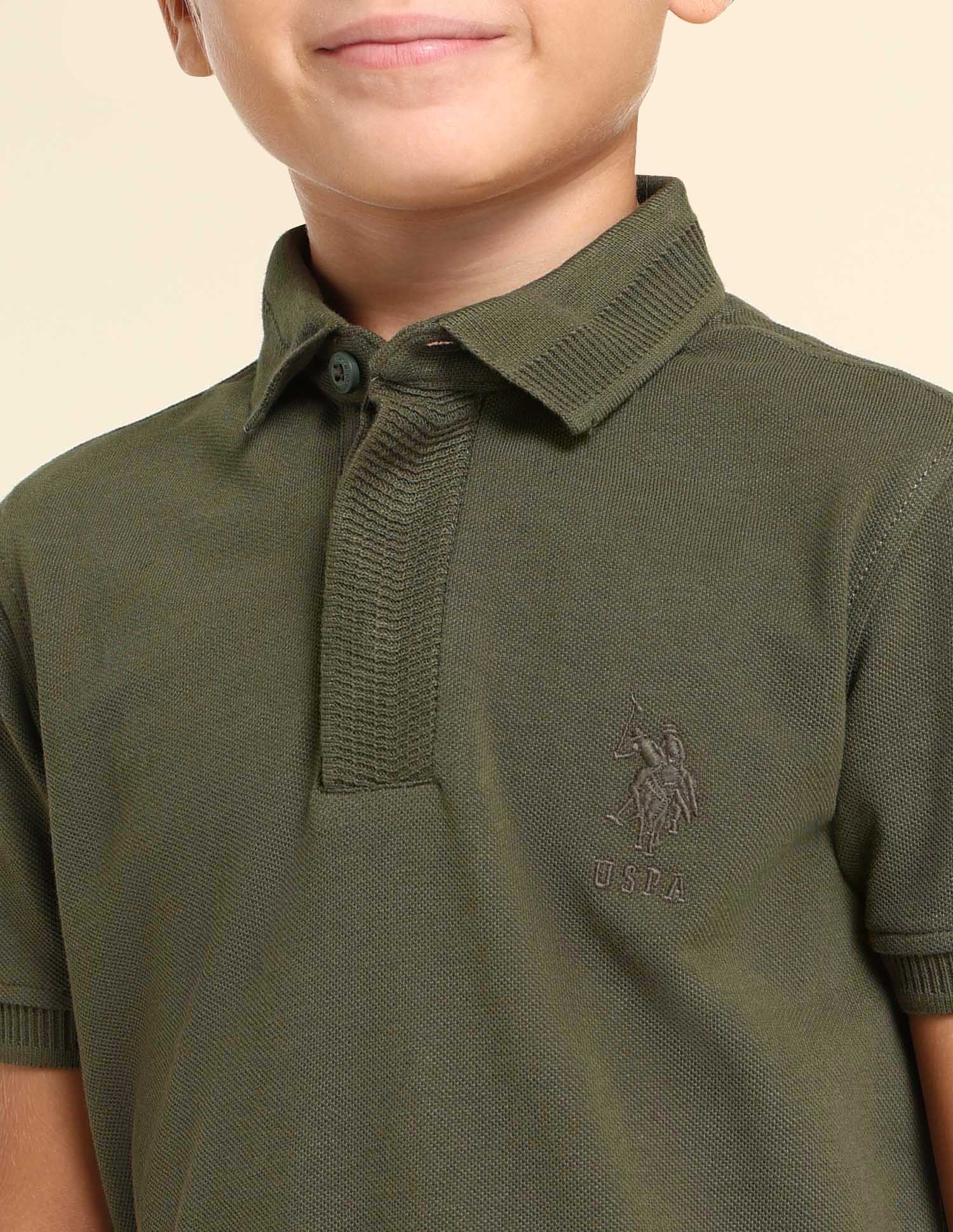 Boys Solid Regular Fit Polo Shirt - Image 5