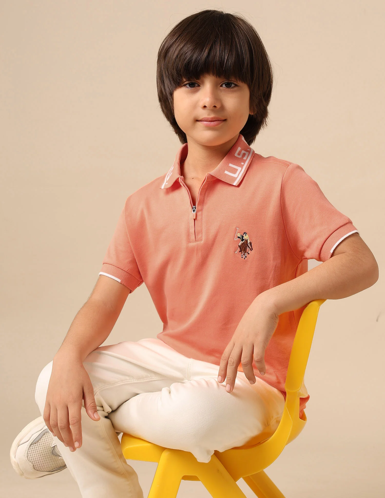 Boys Solid Regular Fit Polo Shirt