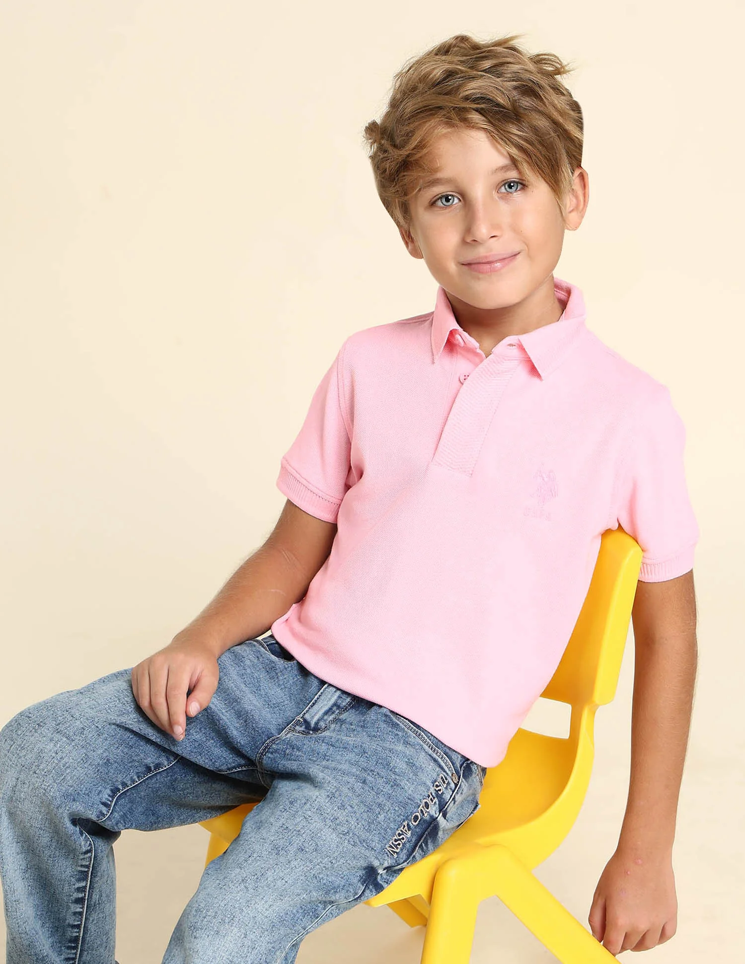 Boys Solid Regular Fit Polo Shirt