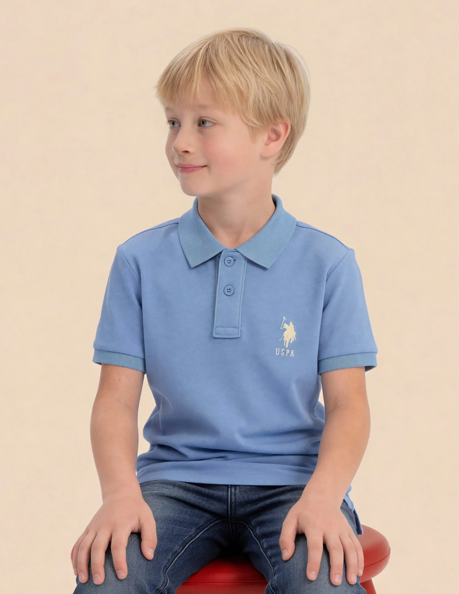 Boys Solid Regular Fit Polo Shirt