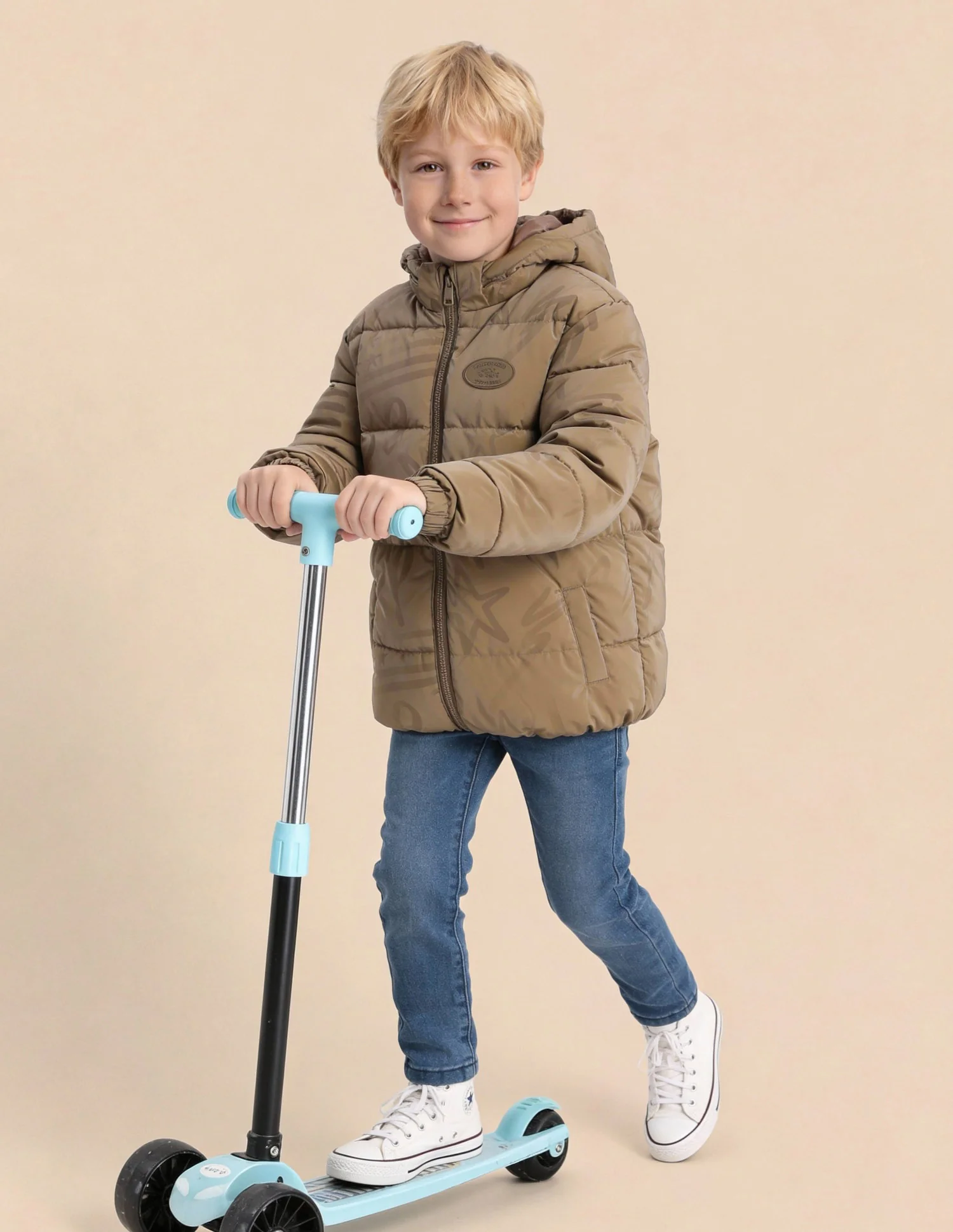Boys Solid Regular Fit Puffer Jacket