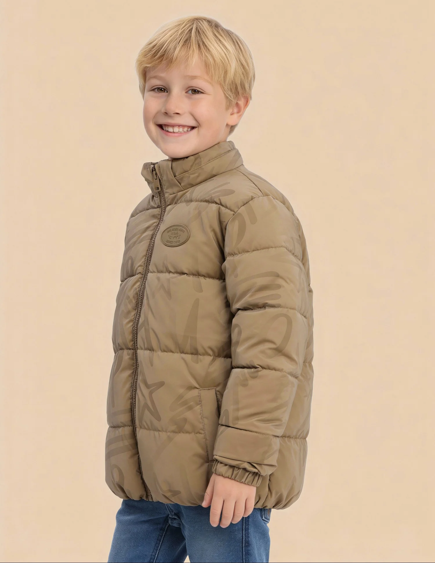 Boys Solid Regular Fit Puffer Jacket - Image 4